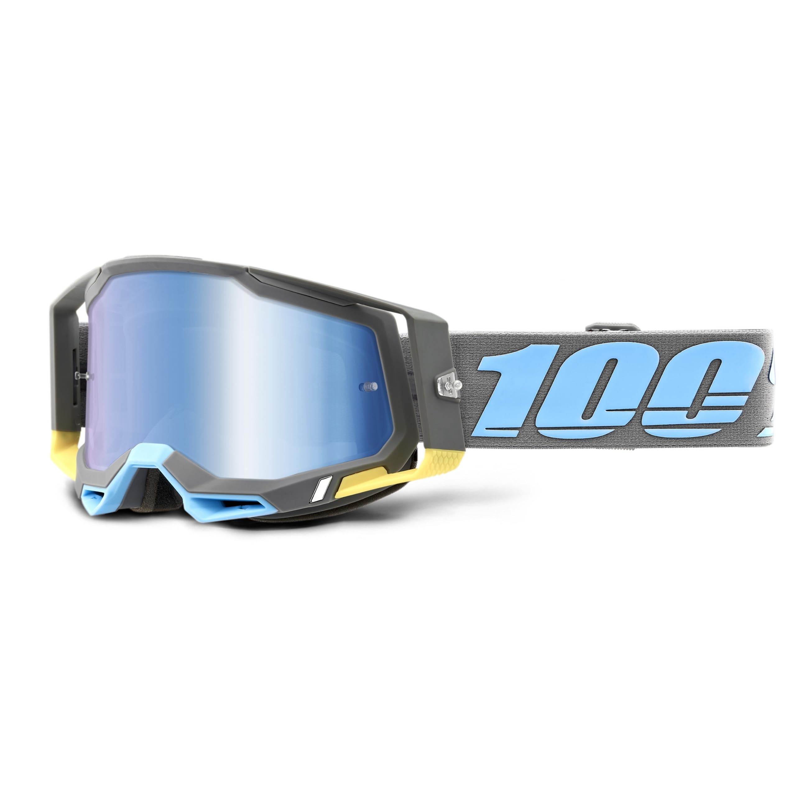 100% Racecraft 2 Mountain Bike & Motocross Goggles - MX and MTB Racing Protective Eyewear (Trinidad - Mirror Blue Lens)