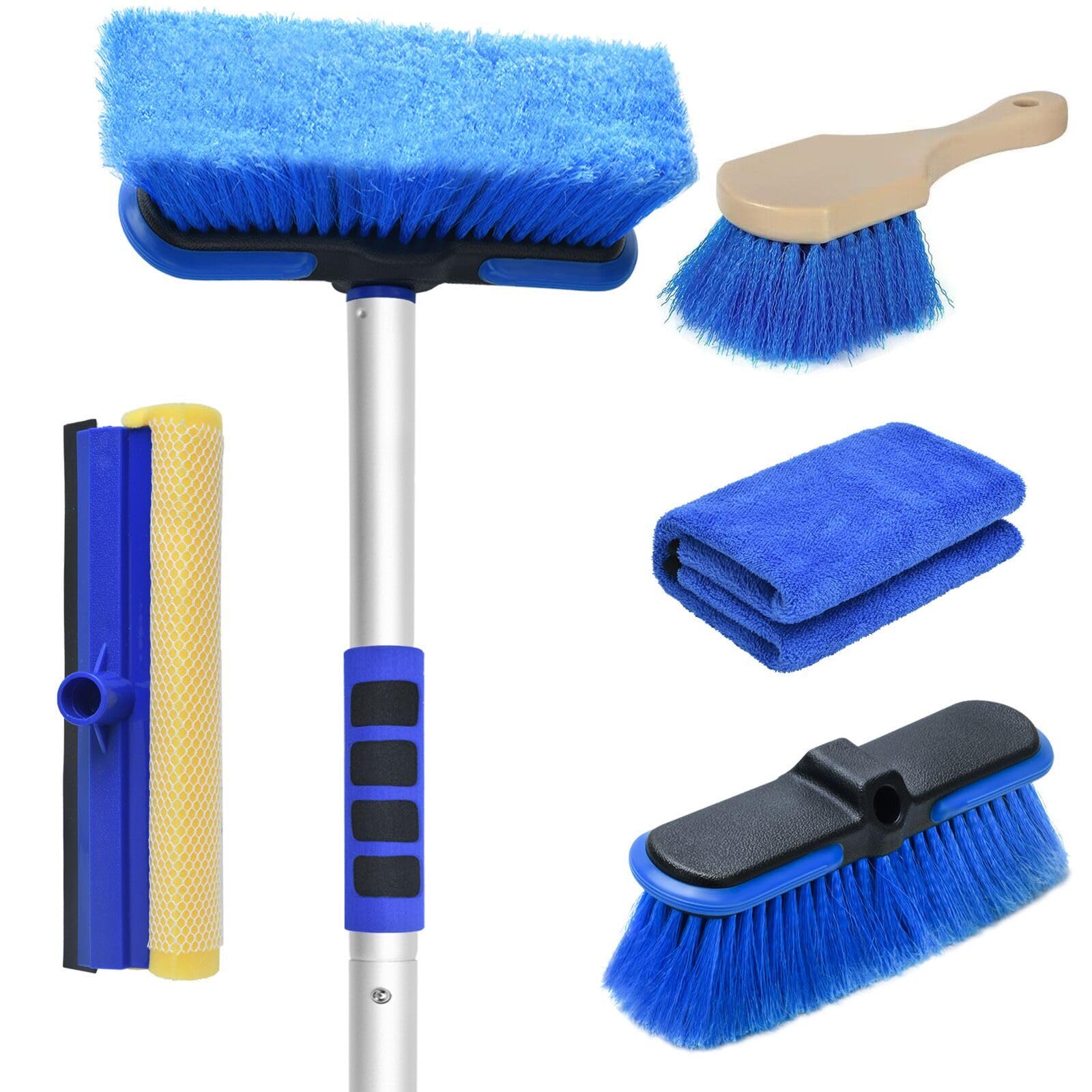 Stemni 62'' Car Wash Brush with Long Handle, Scratch-Free Soft Bristles Sturdy Car Wash Mop, Extension Pole Cleaning Brush Kit W
