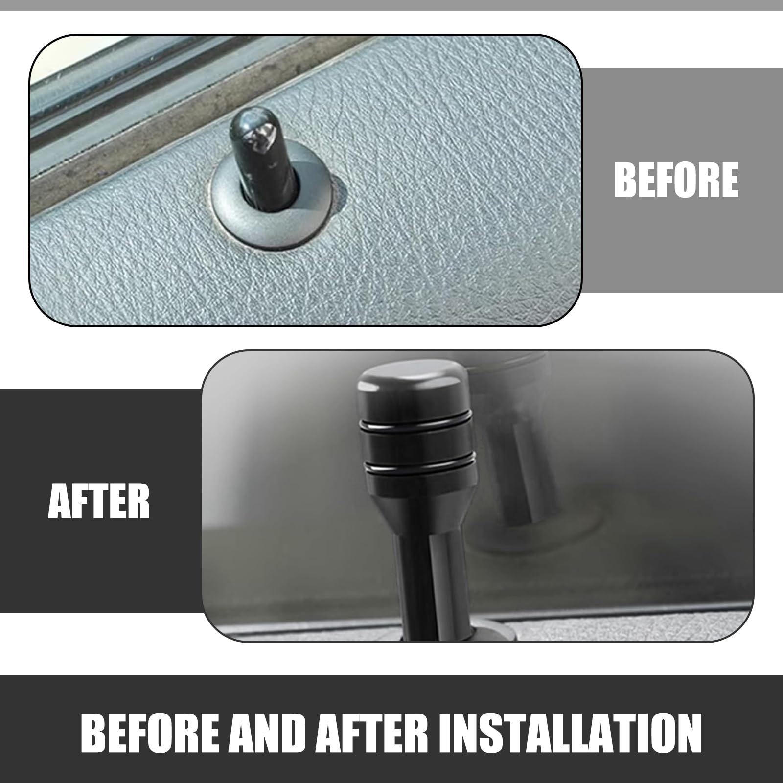 getfay Pack-4 Car Door Lock Knob Cover, 1.92'' x 0.47'' Alloy Smooth Easy to Hold Personalized Eye-catching Decoration, Inner Do