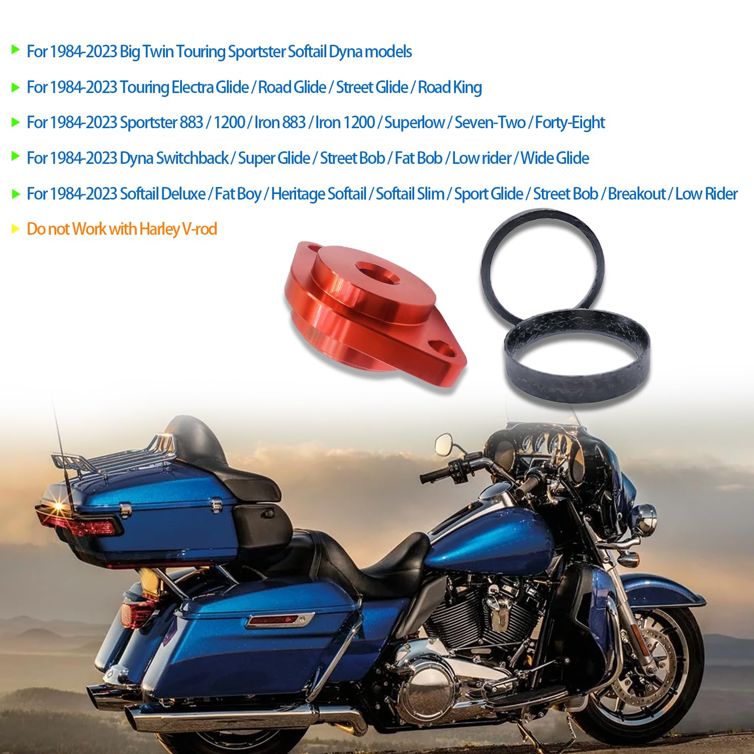 Biglknm 2Pcs Tapered Gaskets & 1Pcs Red Gaskets Seal Installer Tool For 1984-2023 Big Twin Touring Sportster Softail Dyna