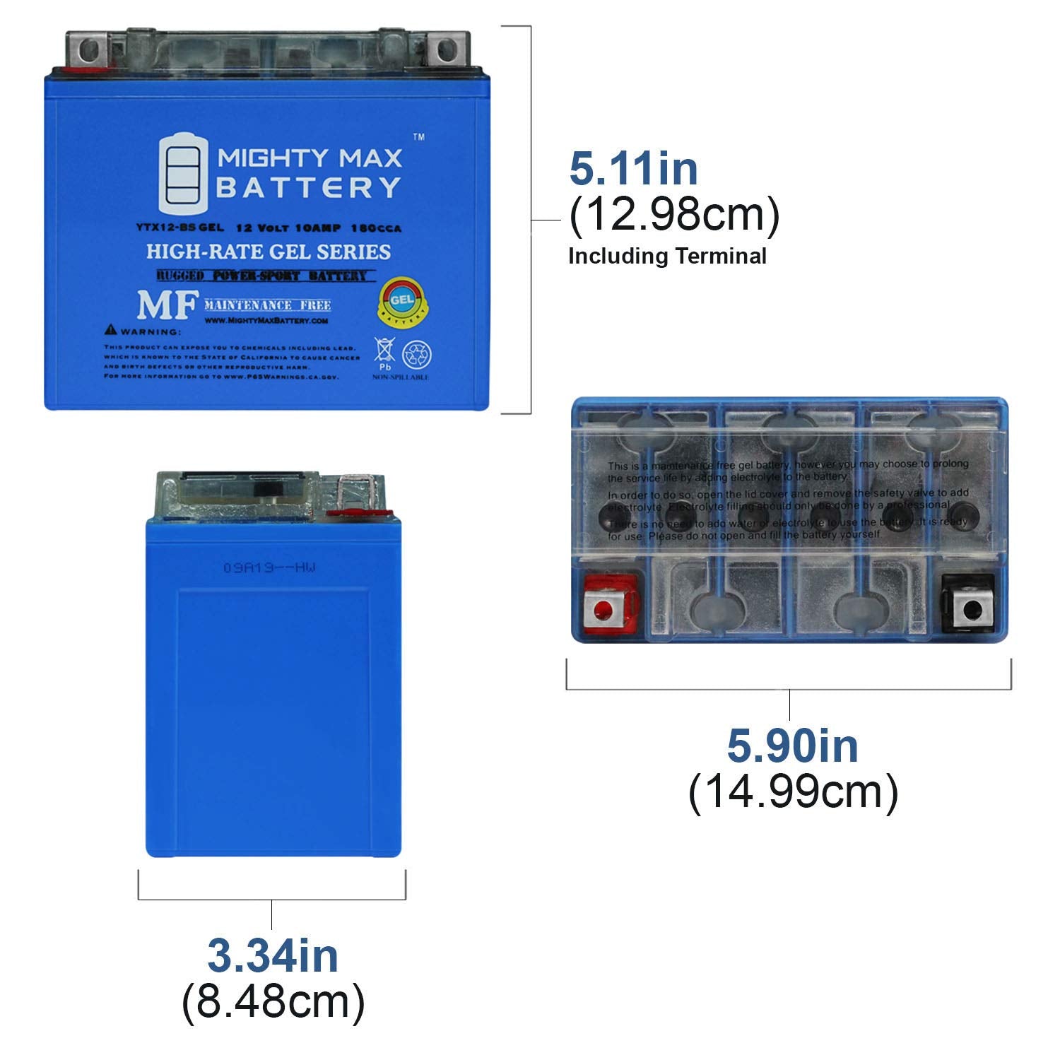 Mighty Max Battery Ytx12-Bs Gel Battery Replaces Yamaha Motor Ef3000Ise / Ef3000Iseb