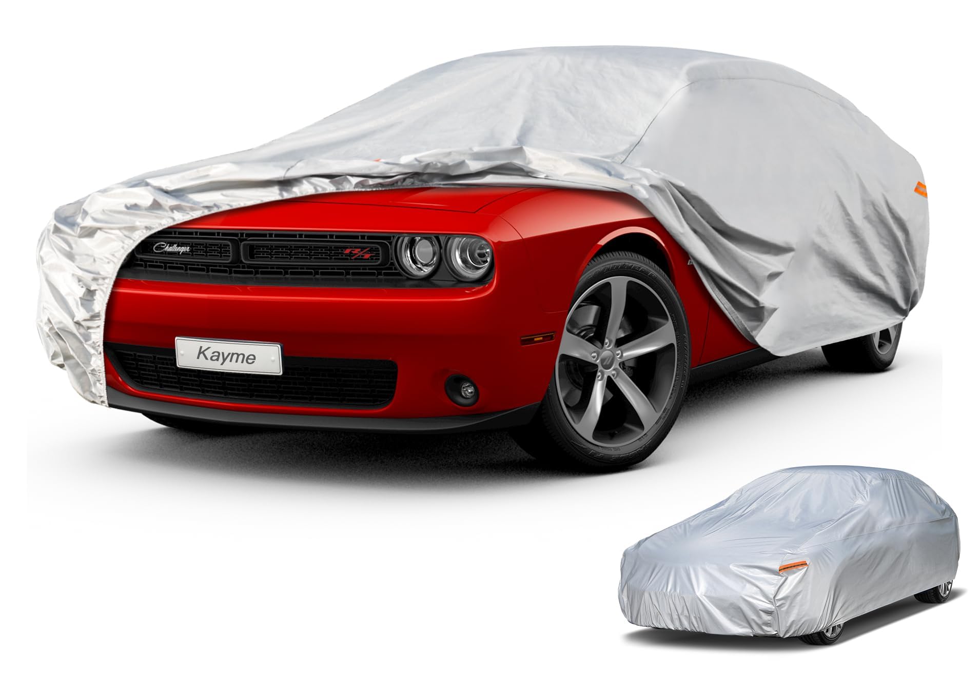 Kayme 6 Layers Car Cover Waterproof All Weather For Automobiles, Outdoor Full Cover Universal Fit For Dodge Challenger Hellcat D