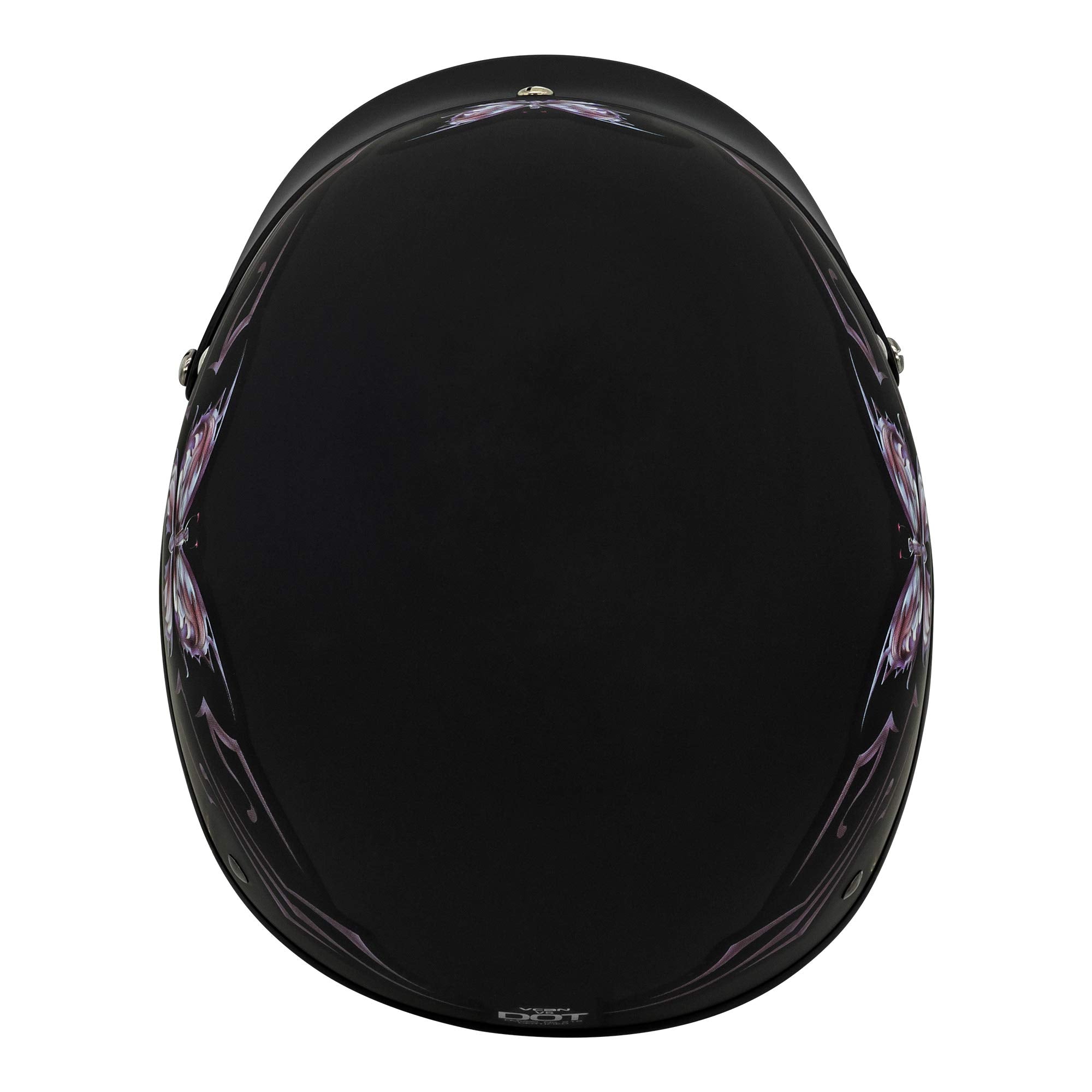Vcan Cruiser Intricate Butterfly Motorcycle Half Helmet (Flat Black, Medium)