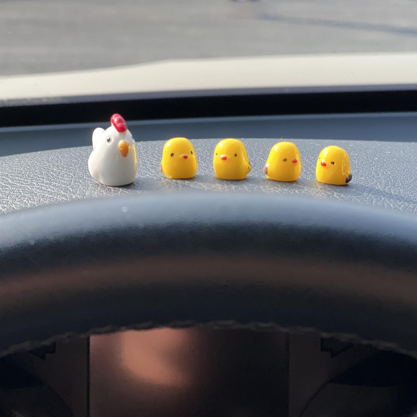 Nmohydeu Cute Mini Chickens Car Dashboard Accessories Fun Chicks Car Rearview Mirror Decor Car Mirror Interior Ornaments, Fairy