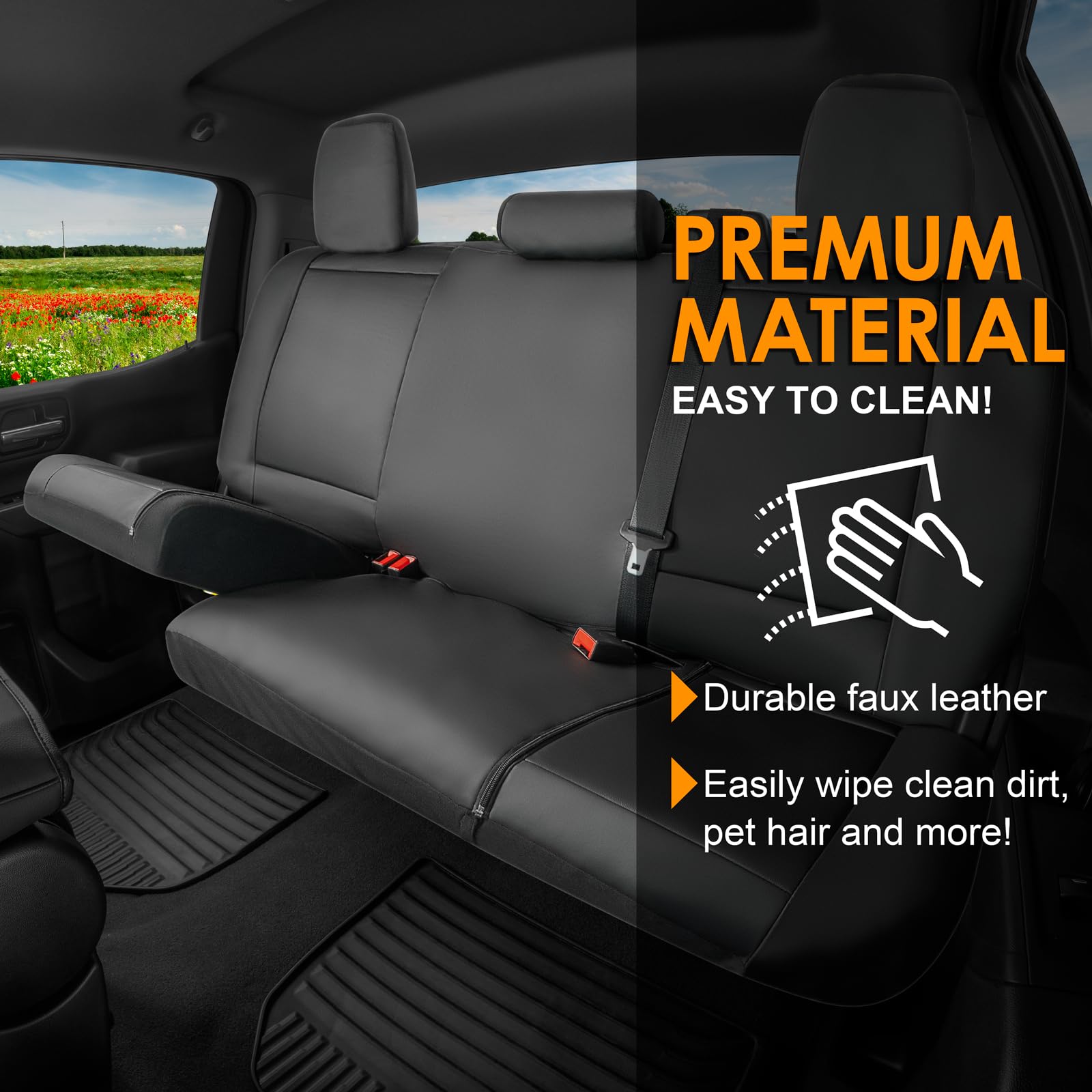 LPI Truck Bench Seat Cover Fits All Full-Size Silverado F-150 Ram Sierra Titan Tundra Pickup Trucks; Folding Bench or Standard B