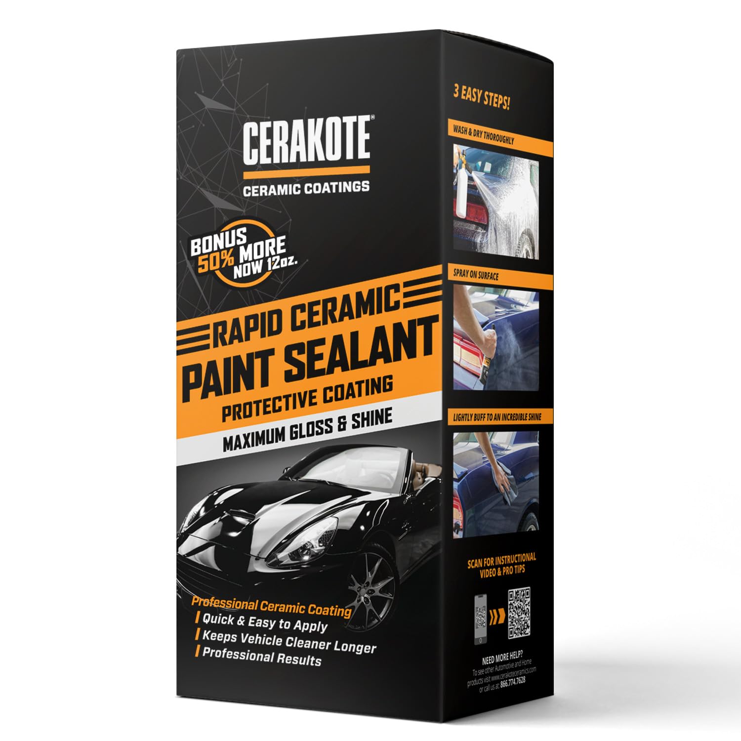 Cerakote® Rapid Ceramic Paint Sealant (12 Oz.) - Now 50% More With A Premium Sprayer! - Maximum Gloss & Shine - Extremely Hydrophobic - Unmatched Slickness - Pro Results
