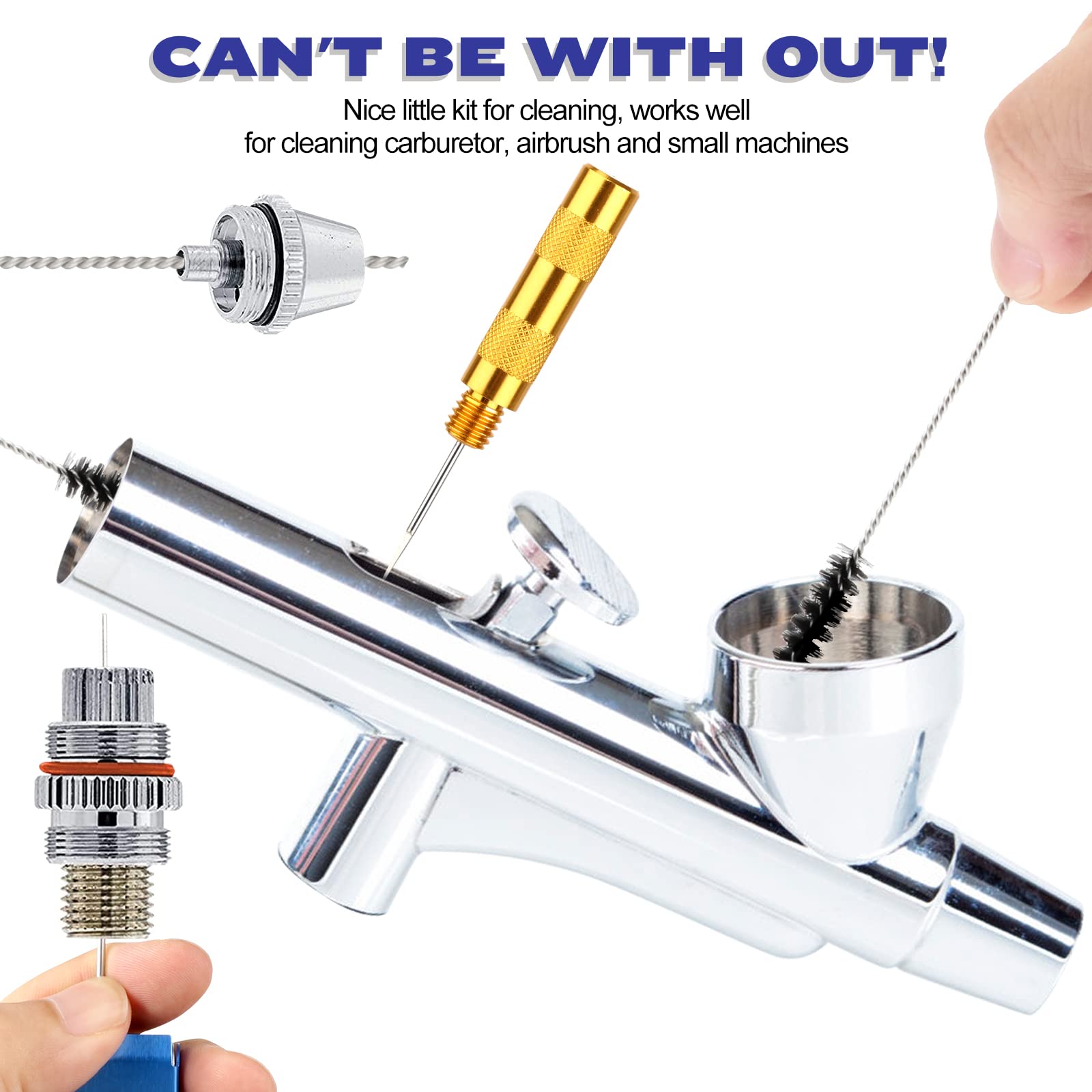 Valchoose Premium Torch Tip Cleaner, Stainless Steel Carburetor Cleaning Kit Heavy Duty, Density Nylon For Motorcycle Jet Lawnmower Small Engine Welding Stove Airbrush Spray Gun