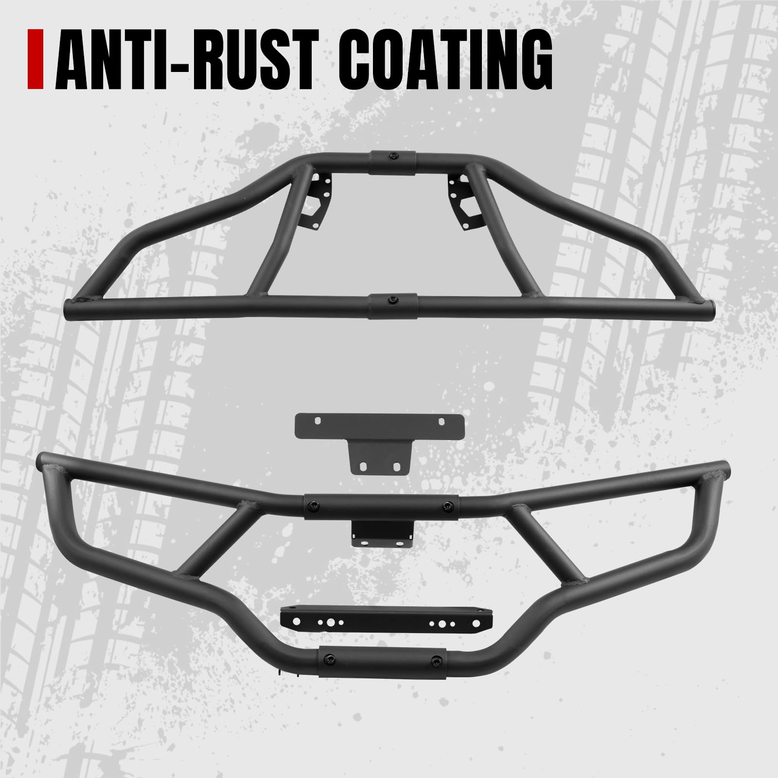 A & UTV PRO Brush Guard Front & Rear Bumper for 2014-2024 Polaris Sportsman 570/450, Alloy Steel, Black, Model AUPFRBPS1U