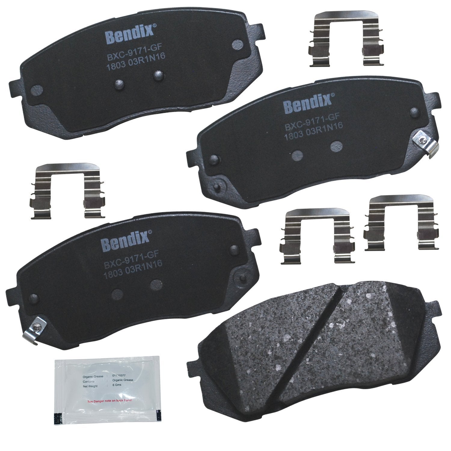 Bendix Priority1 Cfc1803 Ceramic Front Brake Pads For Hyundai Kona Electric 2023-2019, Sonata 2019-2015, Kia Niro Ev 2022-2019, 