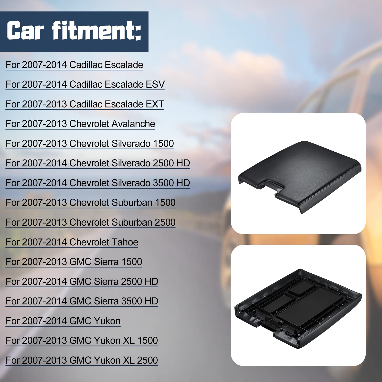 BDFHYK Center Console Lid Replacement Kit Compatible with Chevy Avalanche Silverado Suburban, Tahoe GMC Sierra Yukon for 924835,