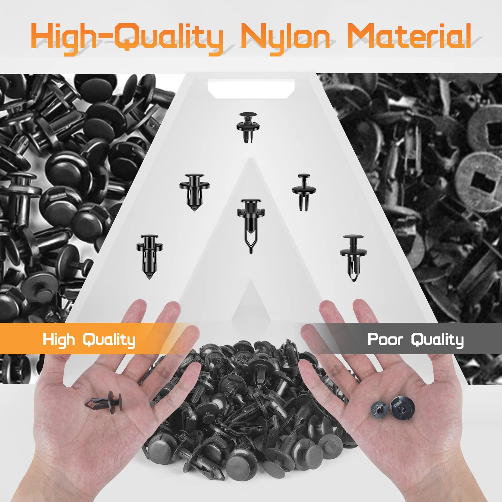 Otuayauto Universal Bumper Retainer Clips Push Type Fasteners 6.3Mm 8Mm 9Mm 10Mm Bumper Push Rivet Clips Expansion Screws Kit, R