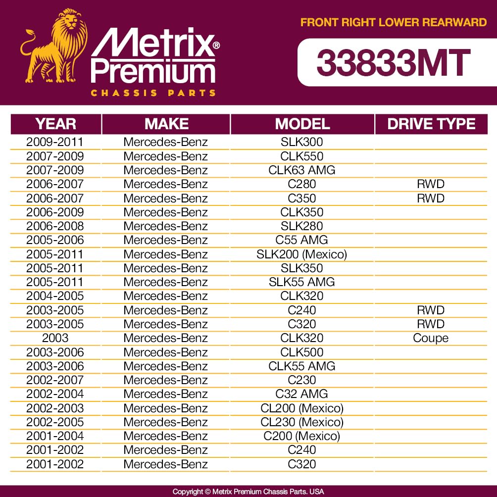 Metrix Premium Chassis Parts - Front Right Lower Rearward Control Arm W Ball Joint & Bushing Assembly Fits 09-11 Mercedes-Benz S