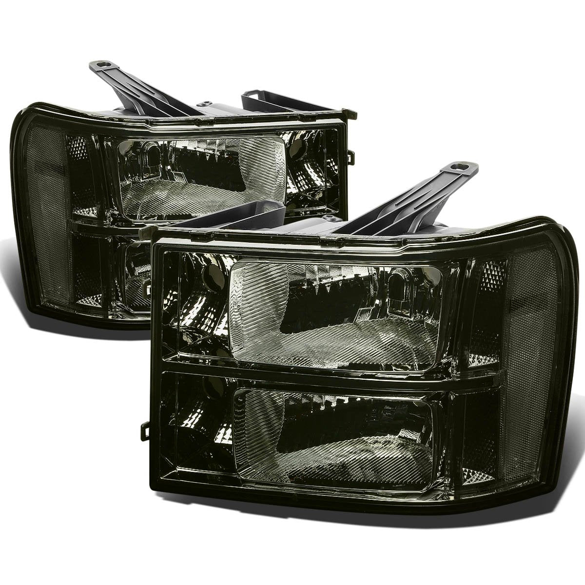 Dna Motoring Pair Headlight Assembly Compatible With 07-13 Gmc Sierra 1500/07-14 Sierra 2500 Hd 3500 Hd, Smoked/Clear, Hl-Oh-Gmc