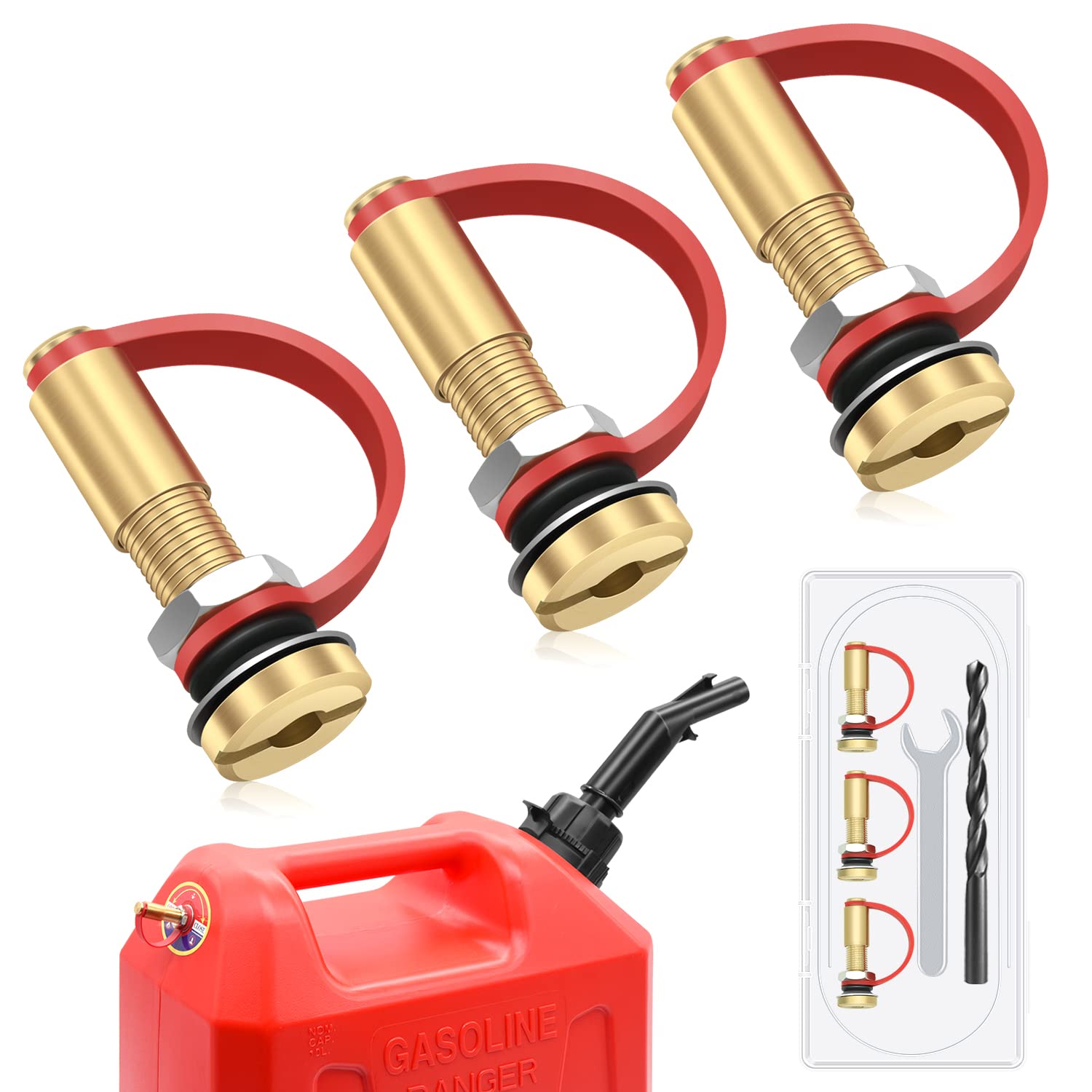 Okimyi Fuel Gas Can Vent Caps, 3 Pack Upgrade Fuel Gas Can Vent Kit, Fuel Gas Tank Vent Caps for Gas Can Fuel Tank Water Jug to 