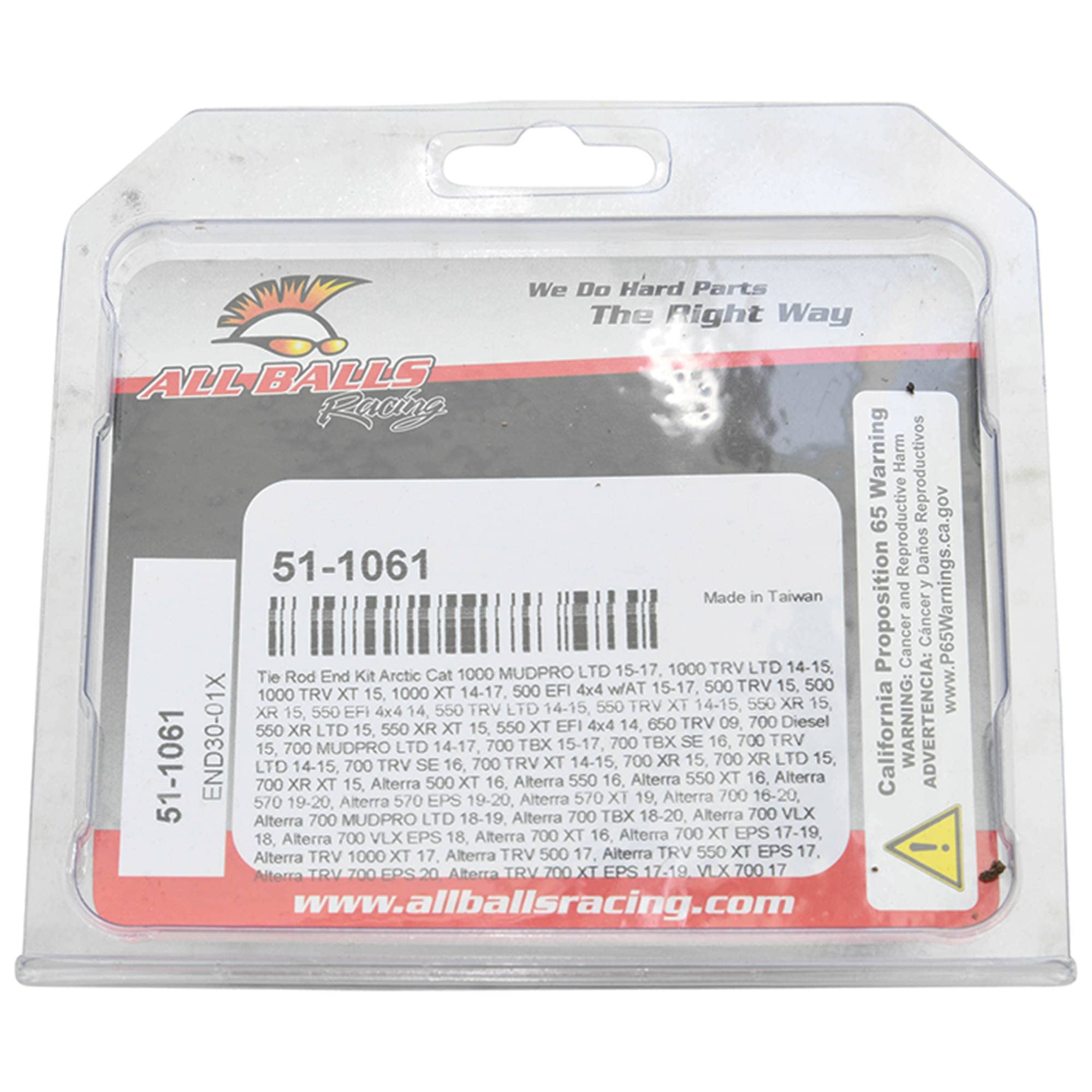 New All Balls Racing Tie Rod End Kit 51-1061 For Arctic Cat 550 Trv Xt/Ltd 2014 2015, 550 Xr Efi/Xt/Ltd 2015, 700 Diesel 2015, 5