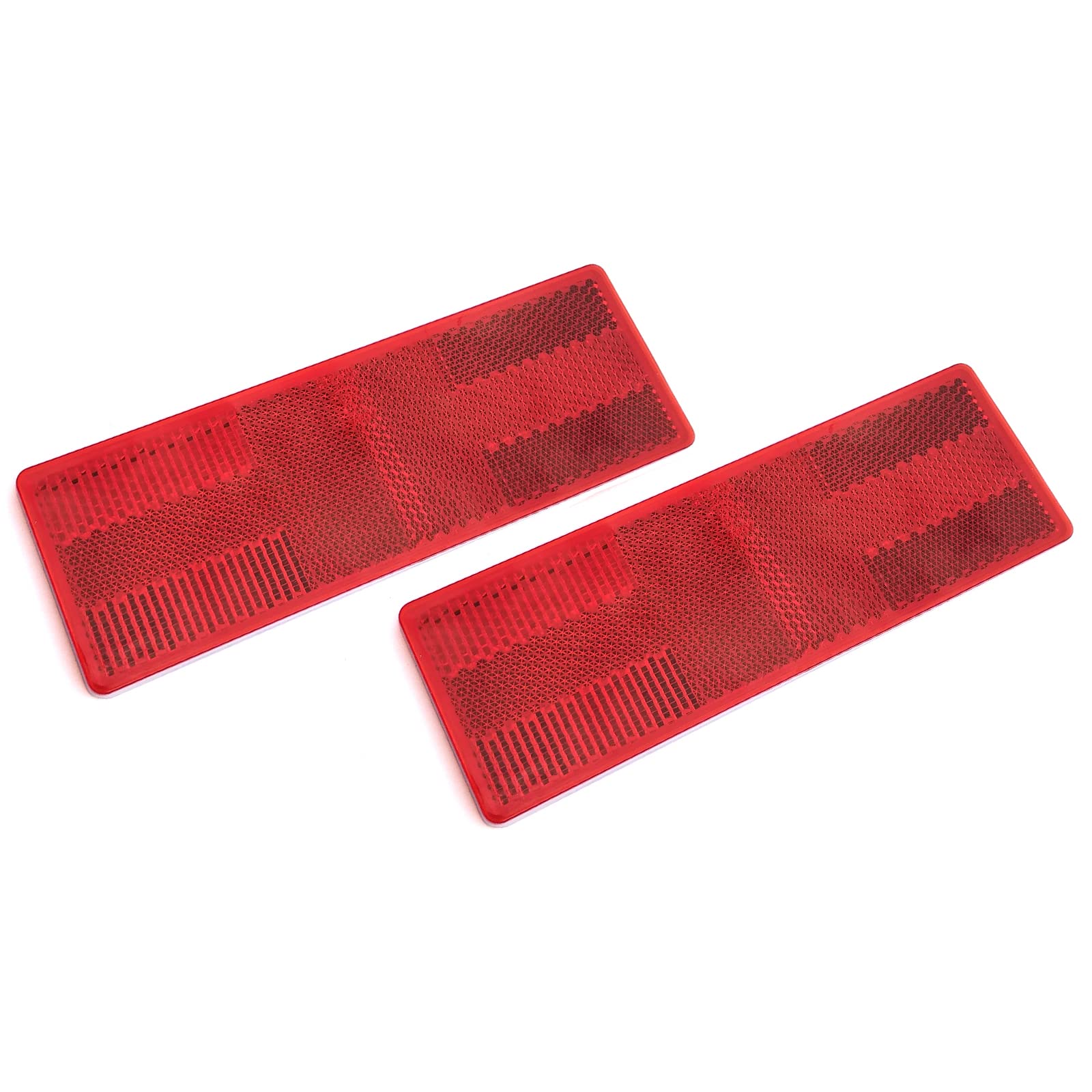 MFC PRO 2Pcs Plastic Rectangular Stick-on Reflector Sticker (Red, 5.91 x 1.97 in)