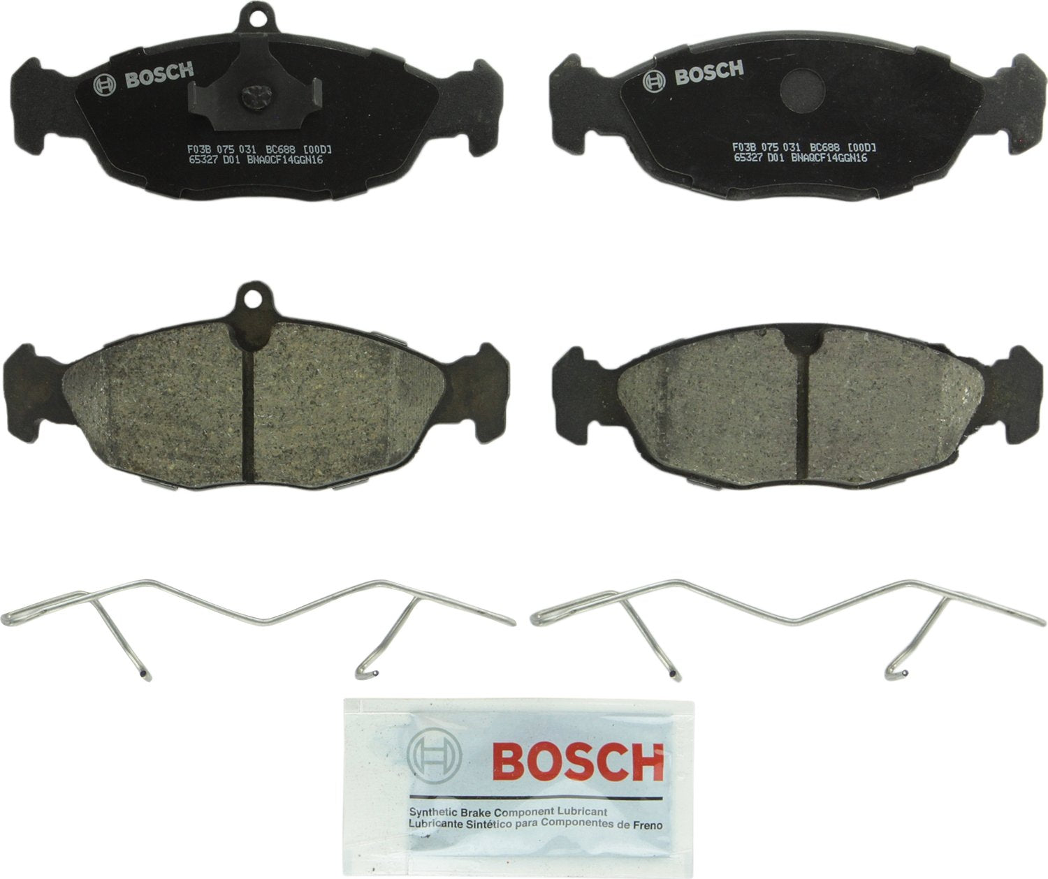 BOSCH BC688 QuietCast Premium Ceramic Disc Brake Pad Set - Compatible with Select Jaguar XJ6, XJ8, XJR, XJS, XK8, XKR; REAR
