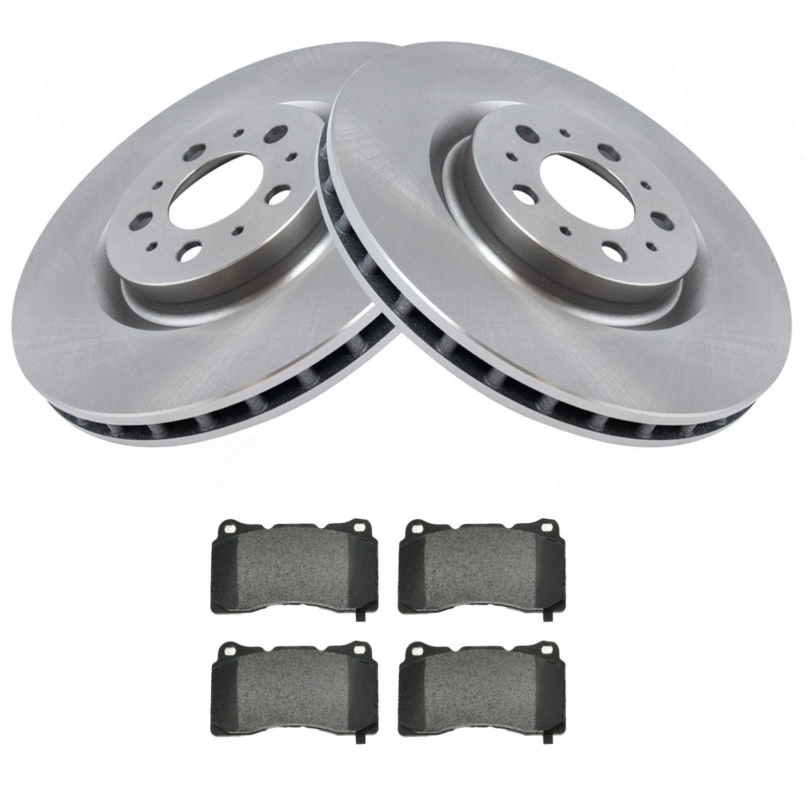 Trq Front Brake Pad & Rotor Kit Brake Pads Brake Rotor Semi-Metallic Compatible With 2004-2007 Volvo S60 V70