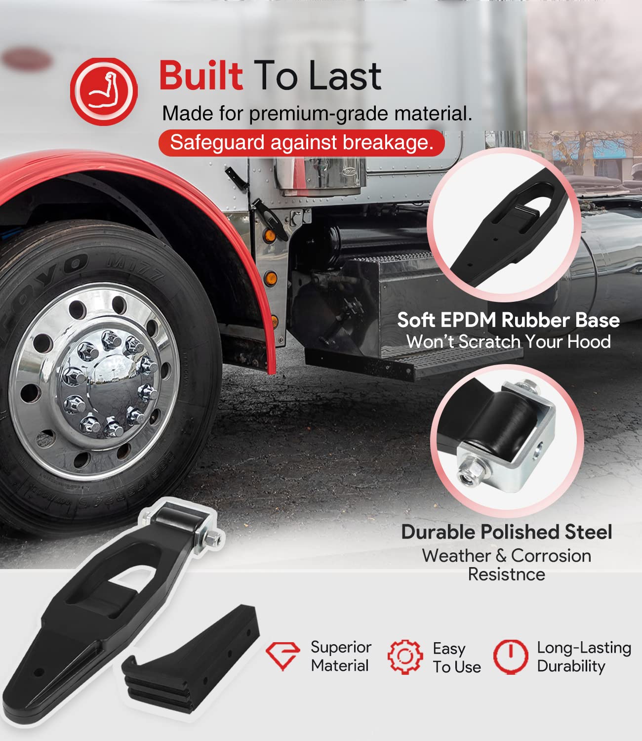 2 Pack For Peterbilt Kenworth Hood Latch Base For Peterbilt 379 378 377 357 389 367 388 389 & Kenworth T300 T600 T800 W900 Peterbilt L56-0001& Kenworth 315-5401, 13-04339