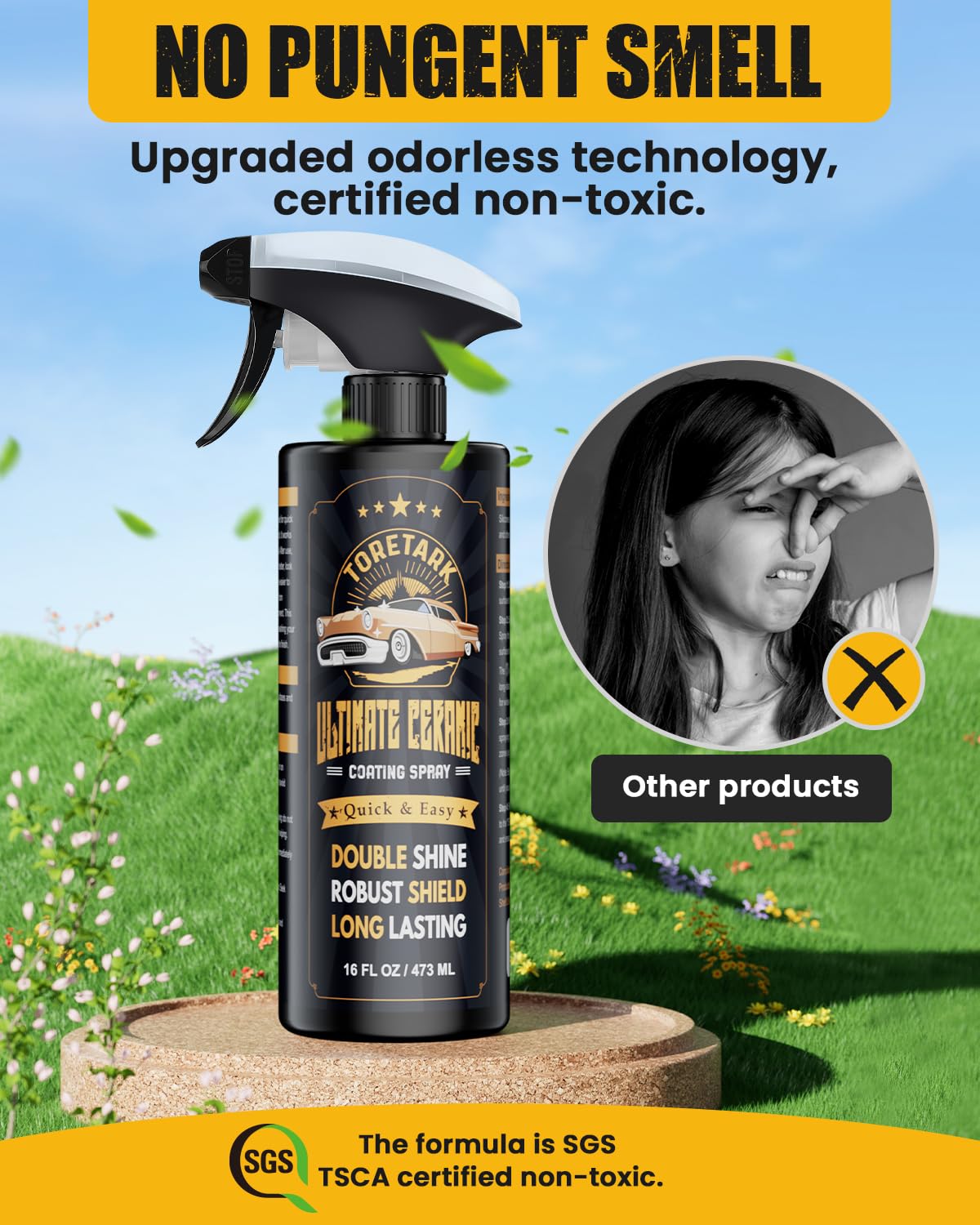 Carceracot Ceramic Coating for Cars (16 oz.), Unmatched Shine Nano Car Wax Coating Spray, No Pungent Smell, Quick Detailer Spray