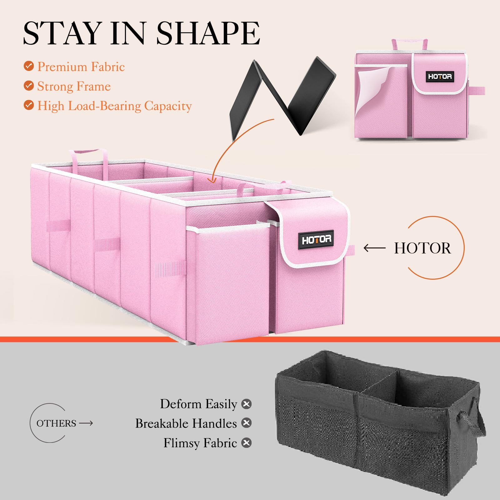 Hotor Trunk Organizer, Sturdy Foldable With Cooler For Car & Suv, 3 Compartments, Pink, 30.90     12.60     10.63