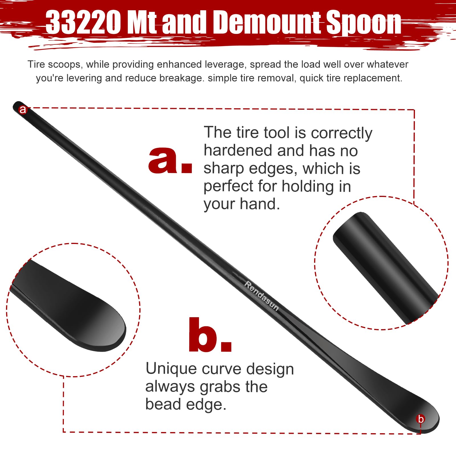 2 Pcs Tire Bar, Tire Spoon, 33220 Mt And Demount Spoon, Tire Iron For Fast And Efficient Tire Removal And Installation, 30 In, 1