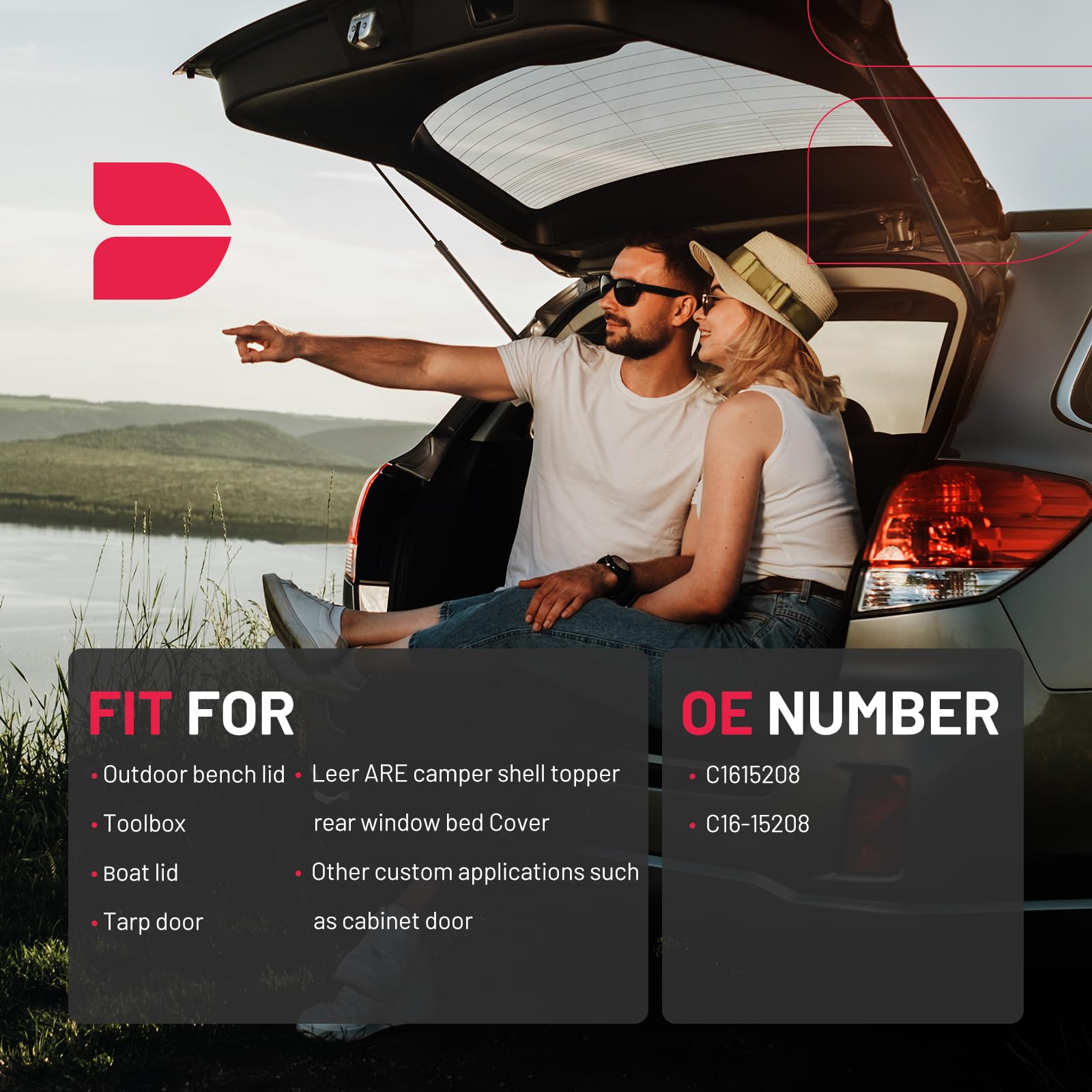 Bdfhyk C16-15208 16In/45Lbs (200N) Gas Shocks Struts For Leer Are Camper Shell Topper Rear Window Bed Cover, Cabinet Door, Outdo