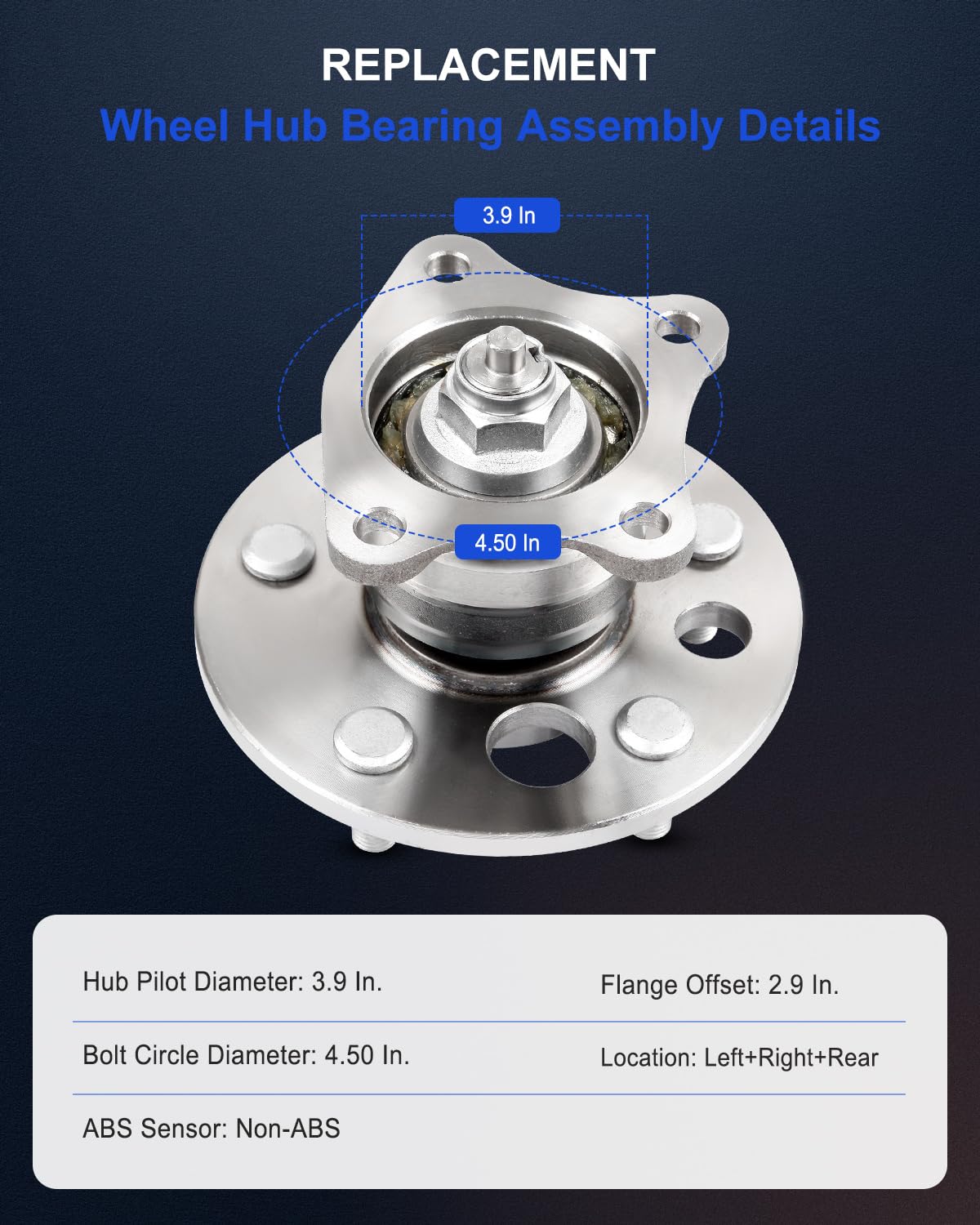 ECCPP Replacement for Pair of 2 New Complete Rear Wheel Hub Bearing Assembly 5 Lugs for 1999-2004 Toyota 512311 x2