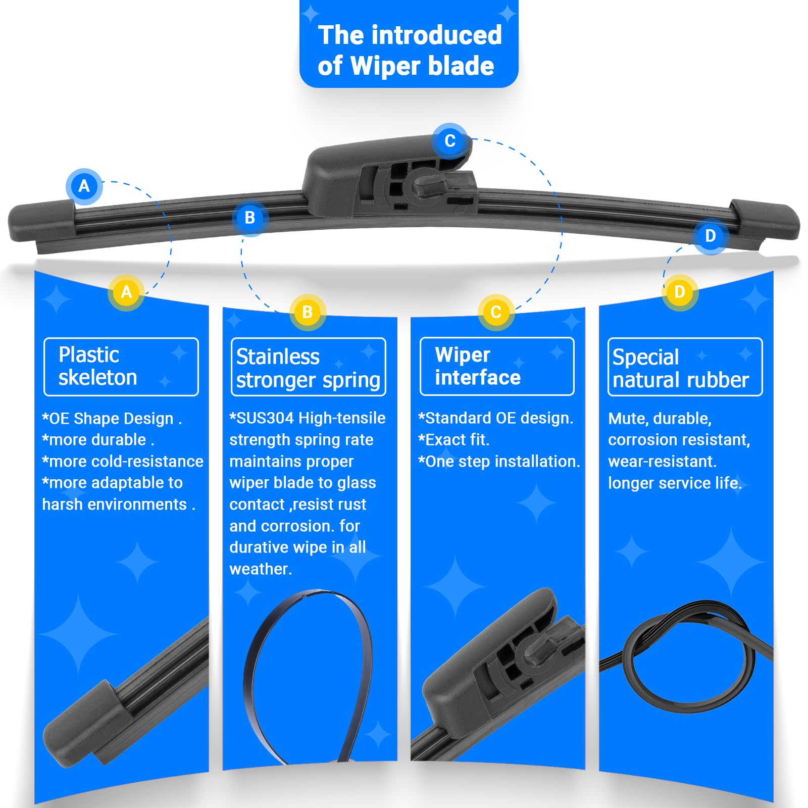 Raintok Windshield Wiper Blades Replacement For Hyundai Veloster 2012 2013 2014 2015 2016 2017 Original Factory Quality Front Re
