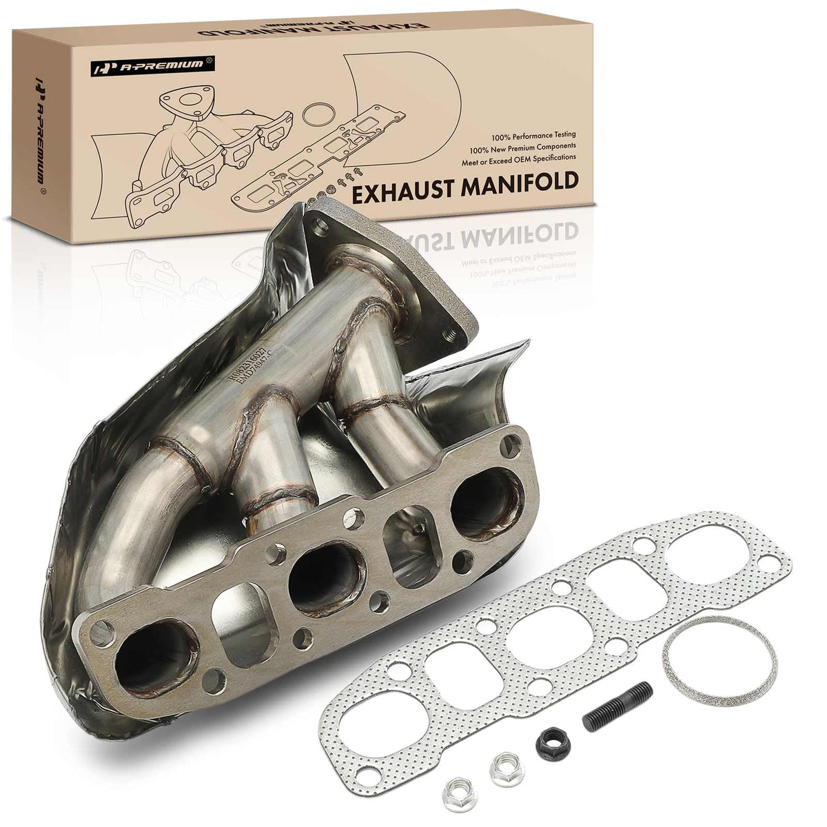 A-Premium Left Exhaust Manifold Kit W/Gasket, Stud, Nuts, Heat Shield [DOHC 6Cyl 4.0L] Compatible with Nissan Frontier 2005-2019