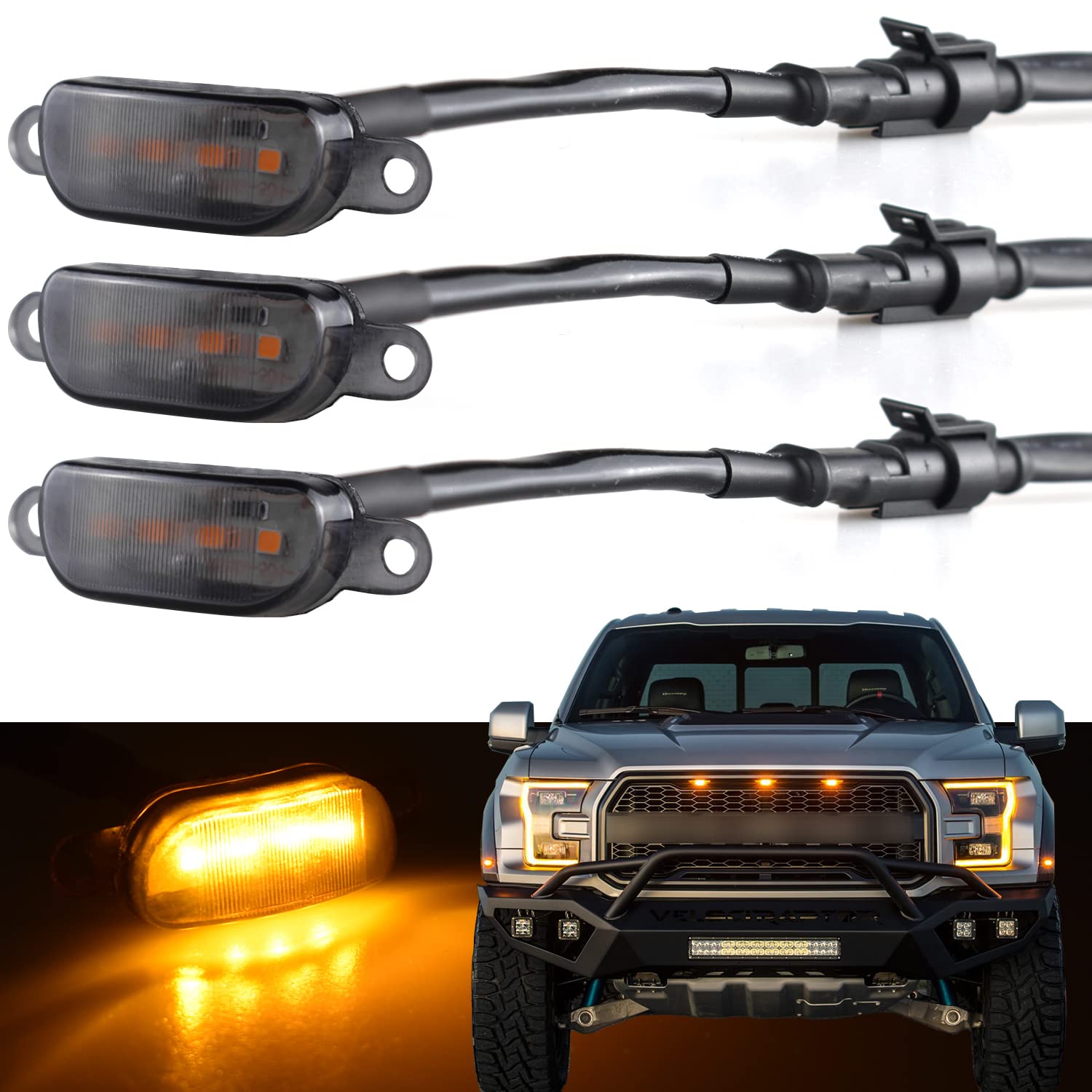 Boigoo Front Grille Light Compatible With Ford F150 Raptor 2004-2019 & Dodge Ram 1500 2013-2018 Raptor Style Aftermarket Grilles