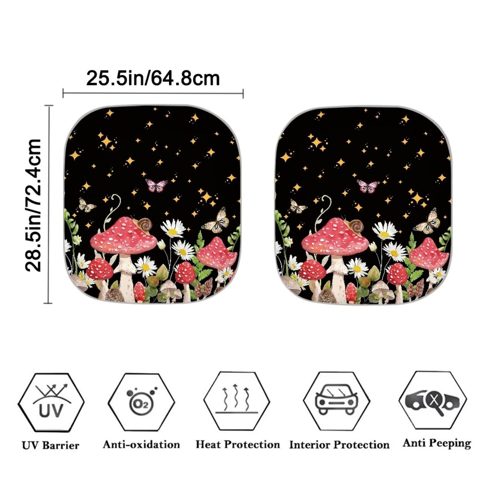 Renewold Mushroom Daisy Butterfly Print Sunshade For Car Windshield Reflective Blocks Heat And Sun Foldable Sun Shade Shield Car