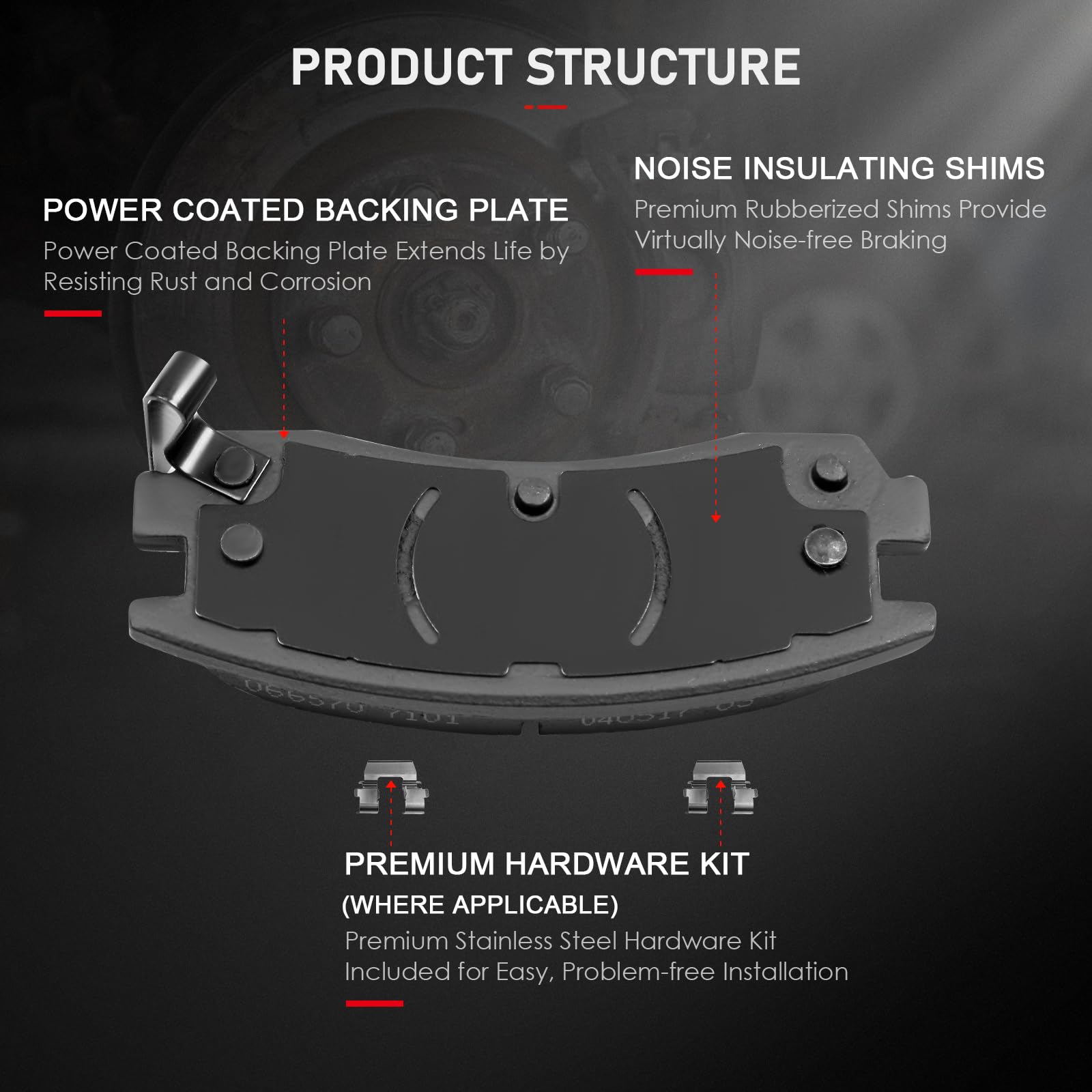 Cciyu D714 4Pcs Rear Ceramic Brake Pads Kits 2000-2005 For Buick Lesabre,1997-2005 For Buick Park Avenue,2004 For Cadillac Sevil