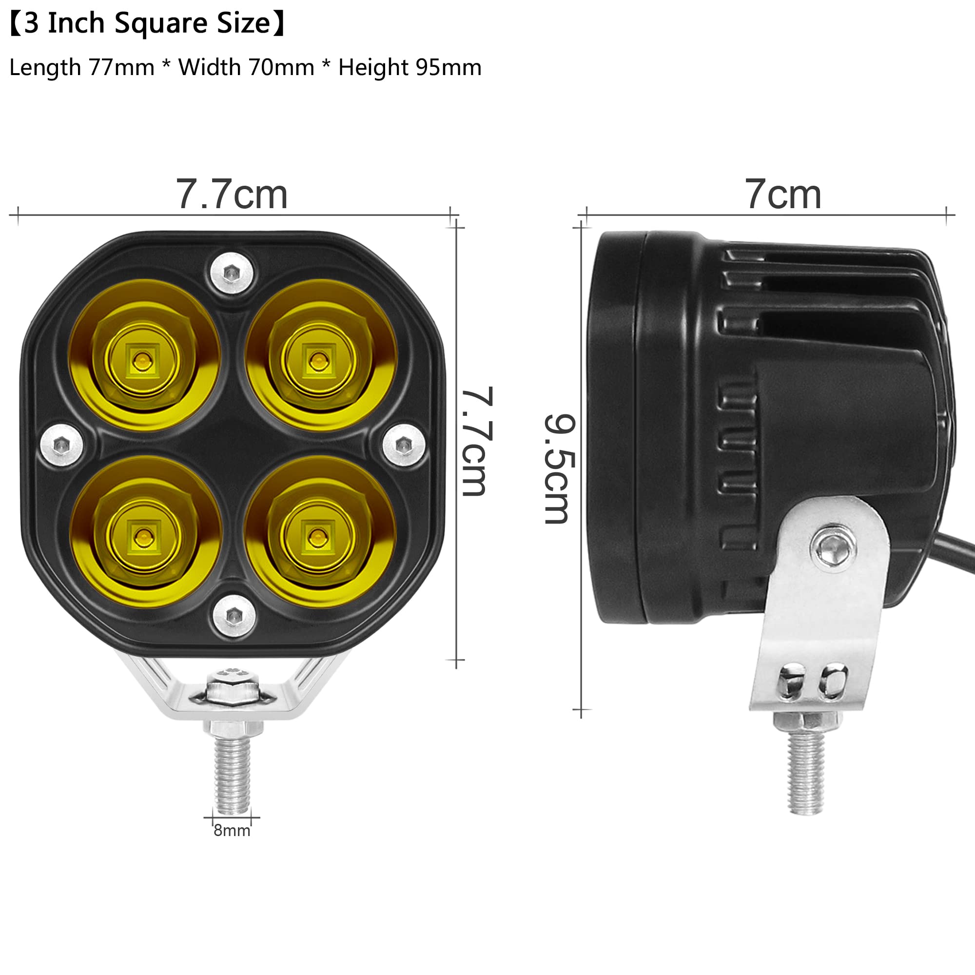Sufemotec Yellow Led Pods Lights 3Inch 40W Led Driving Off Road Lighting 12V 24V Spot Cube Light Bar For 4Wd Pickup Trucks Boat