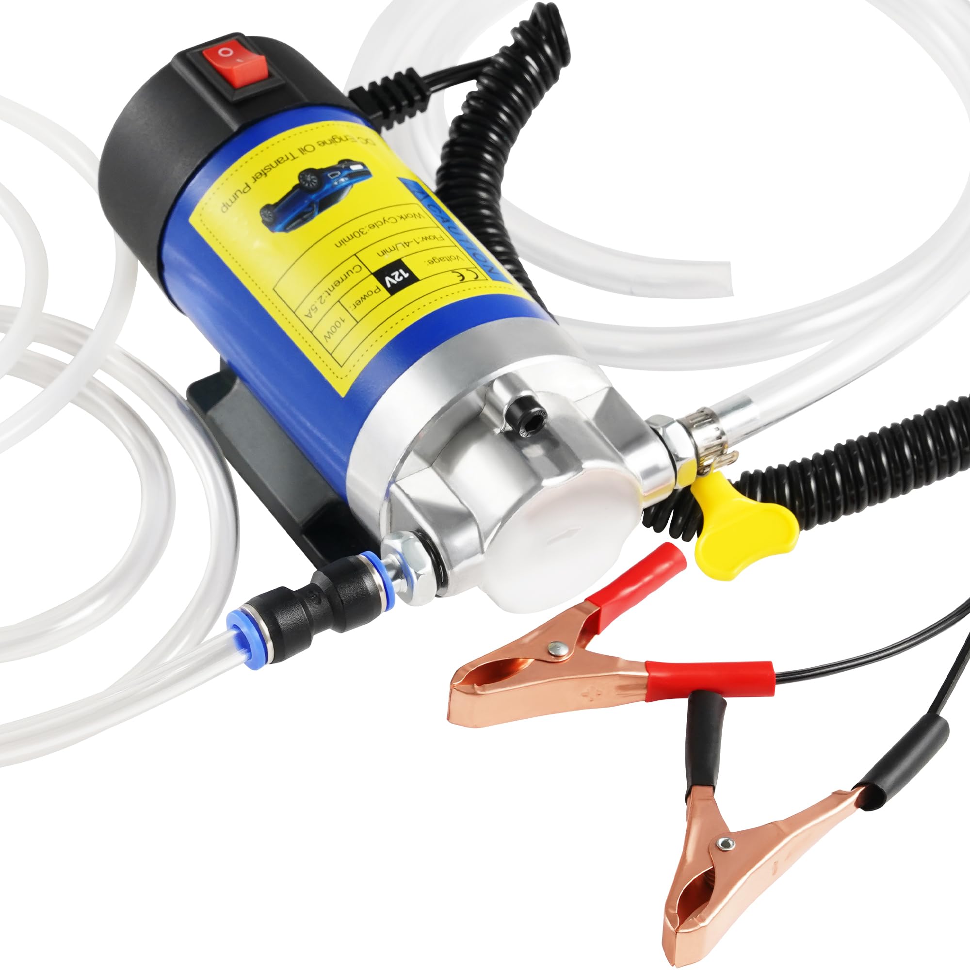 Faitio Oil Extractor Pump 12V 100W, Engine Oil Pump for Oil Change, Fluid Transfer Pump for Engine Oil, Gear Oil, Transmission F