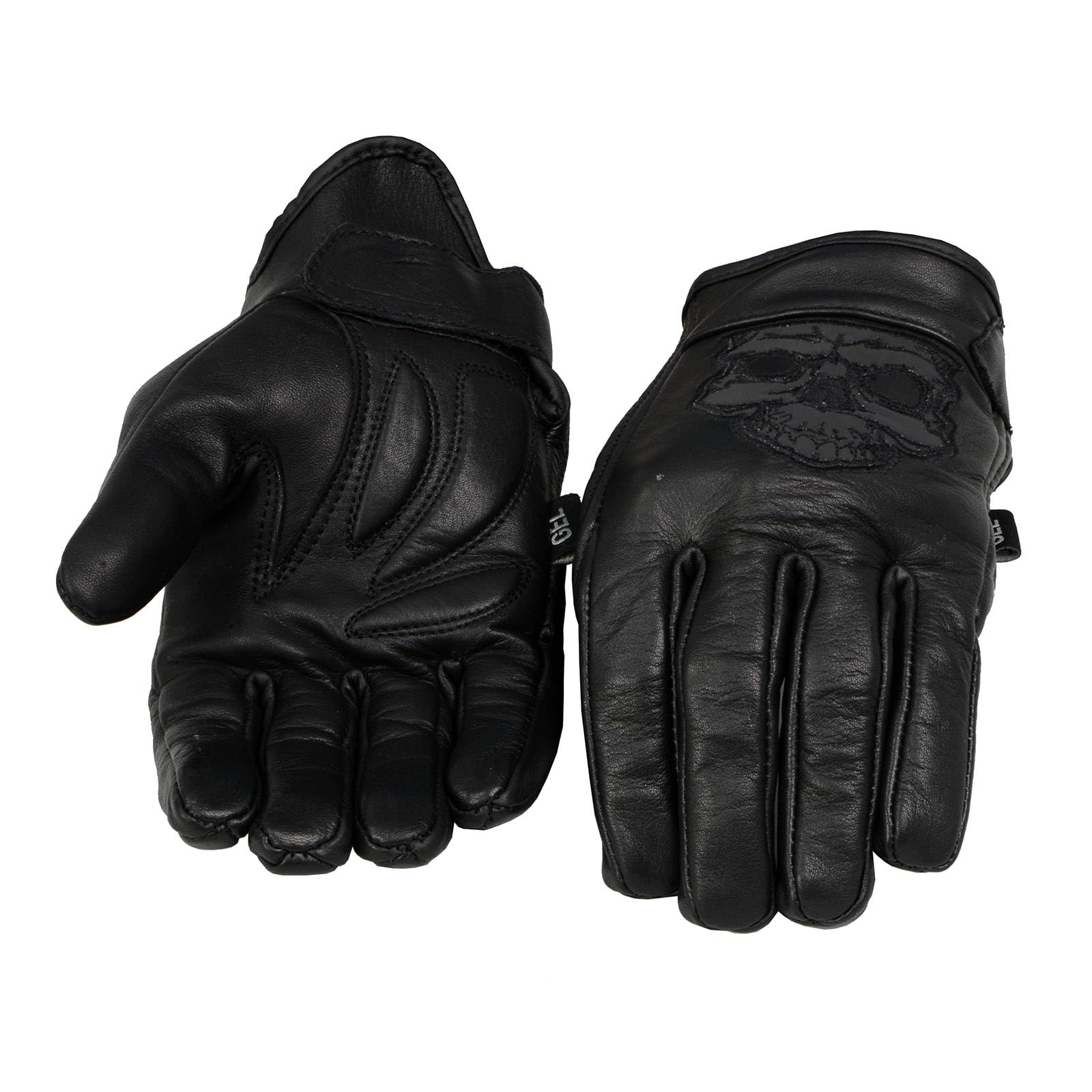 Milwaukee Leather Men'S Black Leather ‘Reflective Skull’ Motorcycle Hand Gloves W/Gel Padded Palm Mg7570 - Large