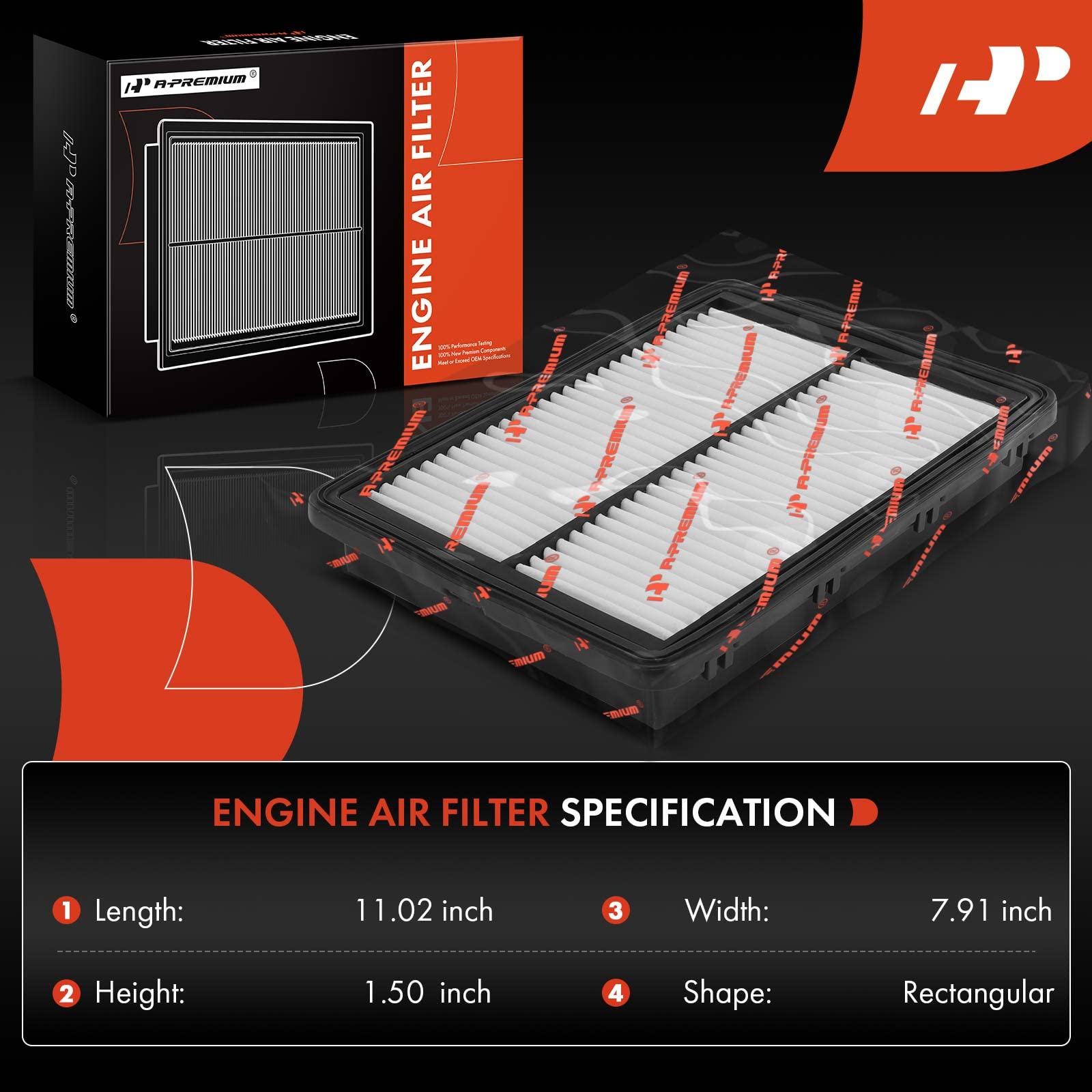 A-Premium Engine Air Filter Compatible With Hyundai Sonata 2015-2019 & Kia Optima 2016-2020, 2.0L 2.4L, Rigid Panel, Replace# 28113C3100