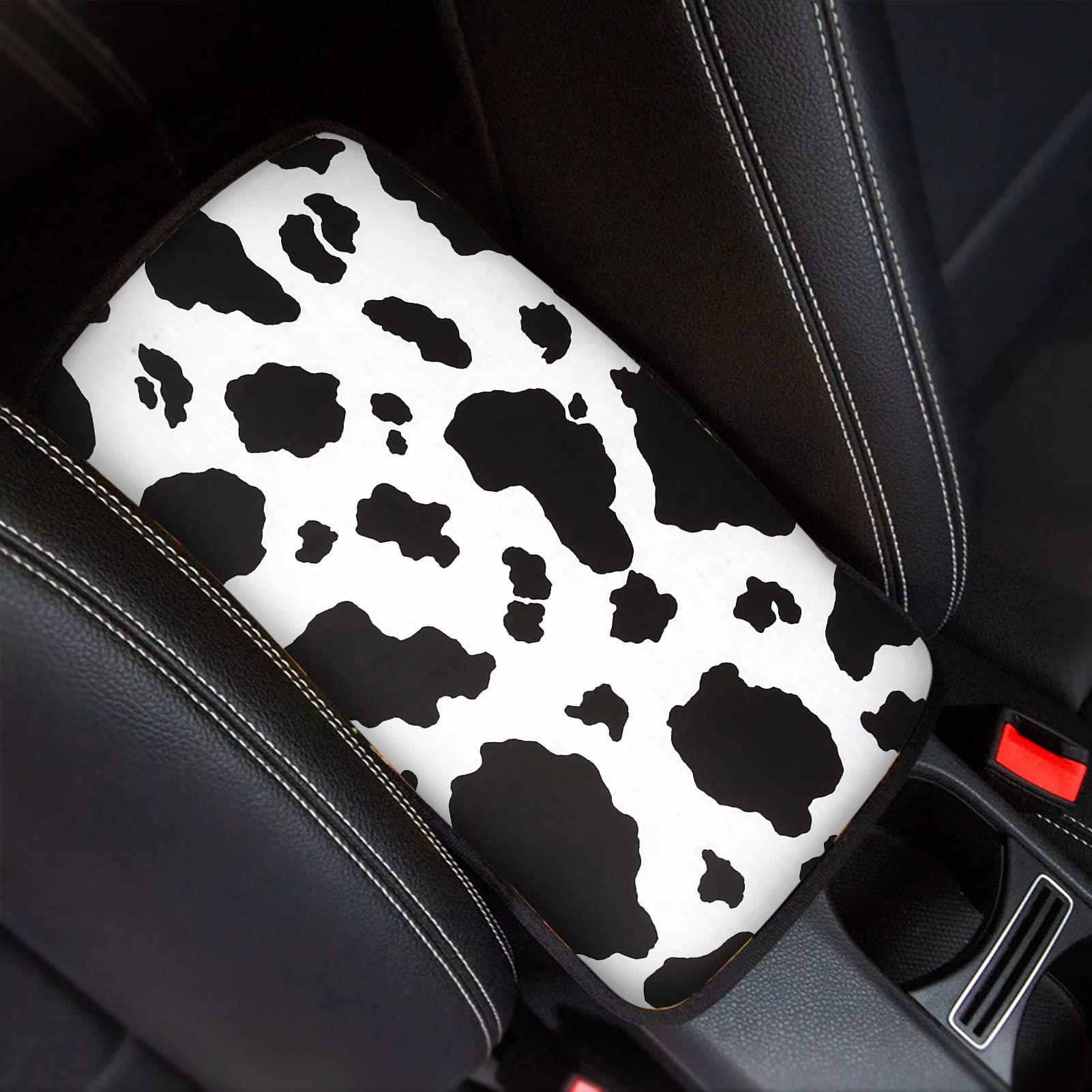 Dreaweet Stylish Cow Print Auto Center Console Pad,Car Armrest Pad Car Armrest Seat Box Cover Protector For Most Vehicle, Suv, T