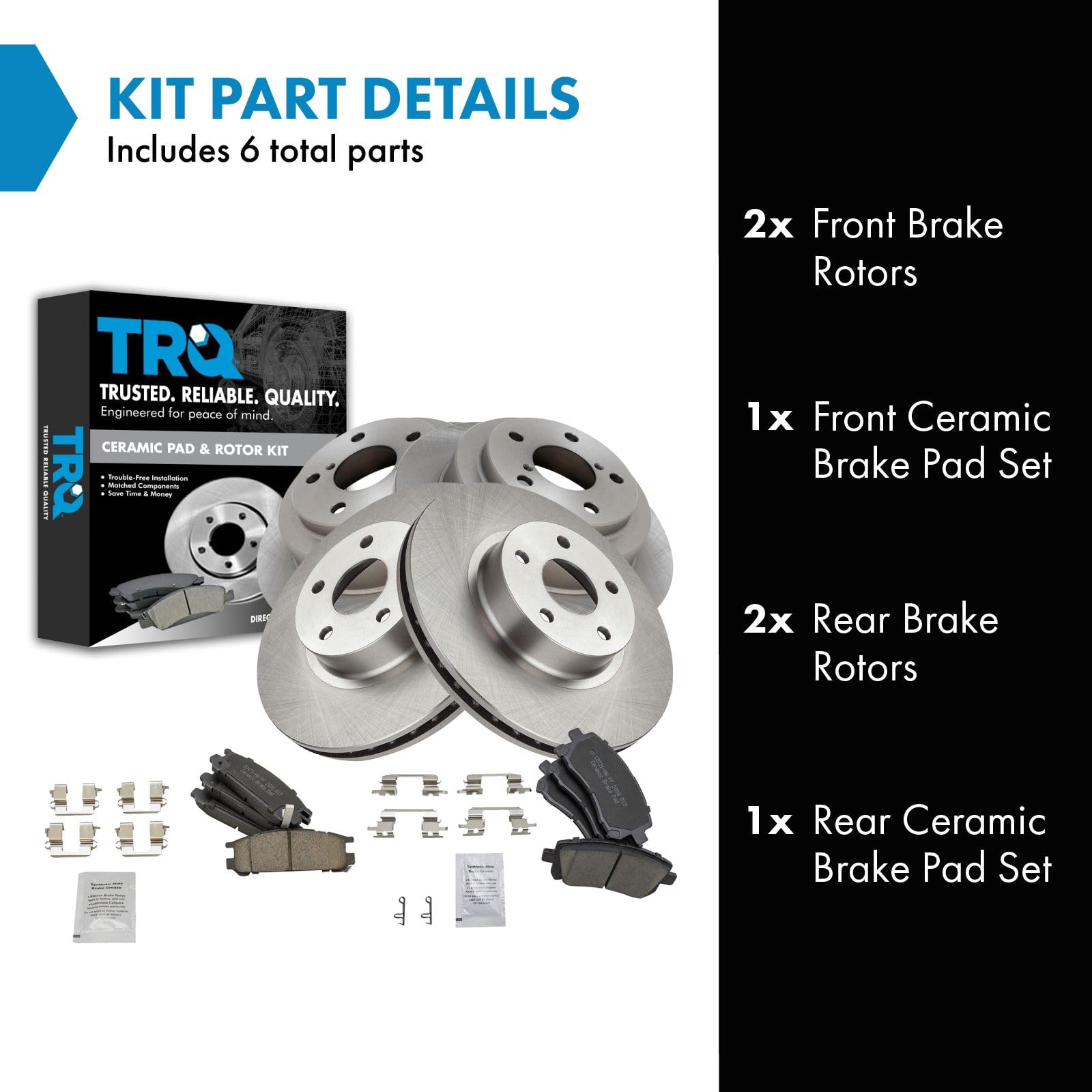 Trq Front And Rear Brake Pad & Rotor Kit Brake Pads Brake Rotor Ceramic Compatible With 1998 Subaru Impreza 1997-1999 Legacy