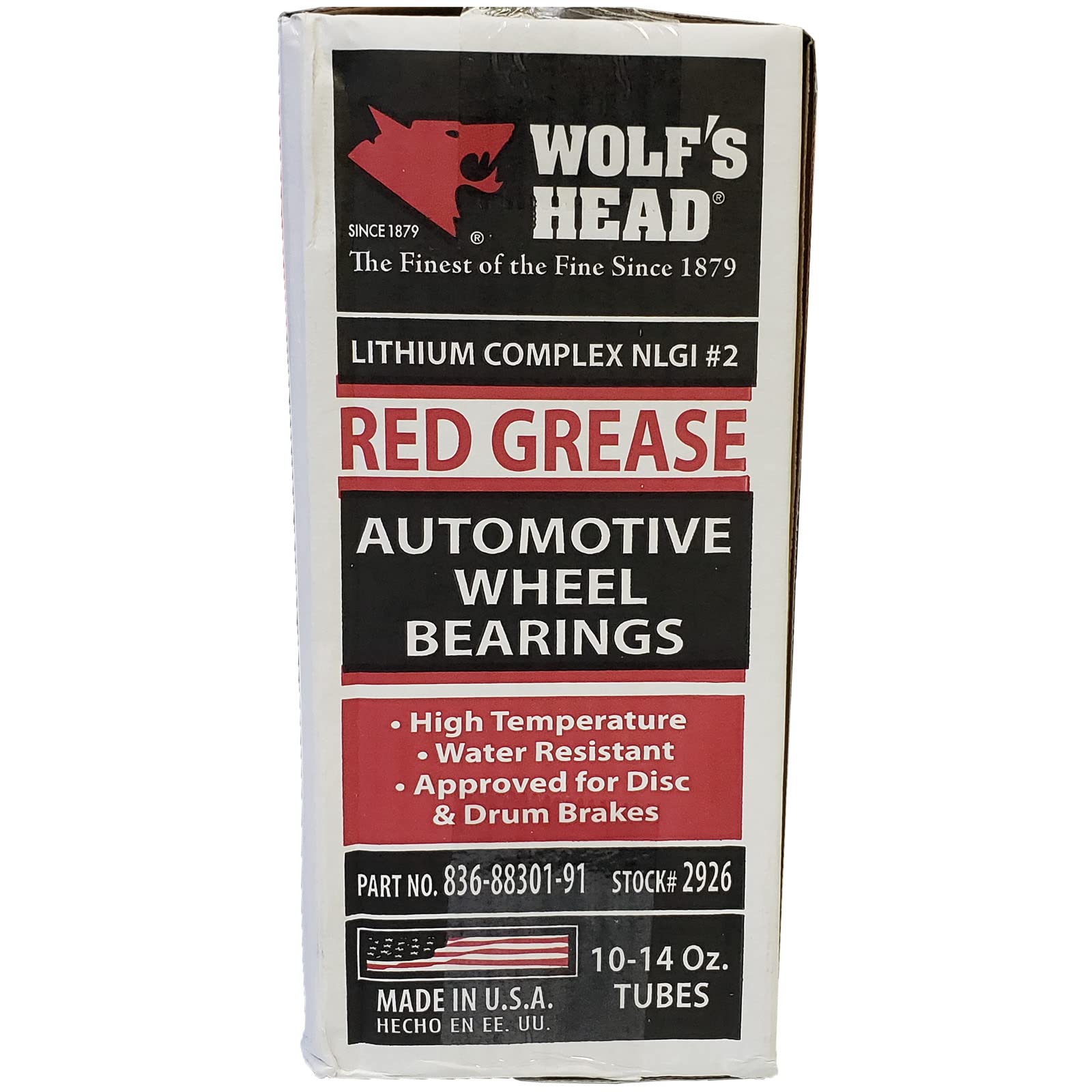 Wolf'S Head Red Grease Nlgi #2 (836-88301-91) 14 Oz Tube, Pack Of 10