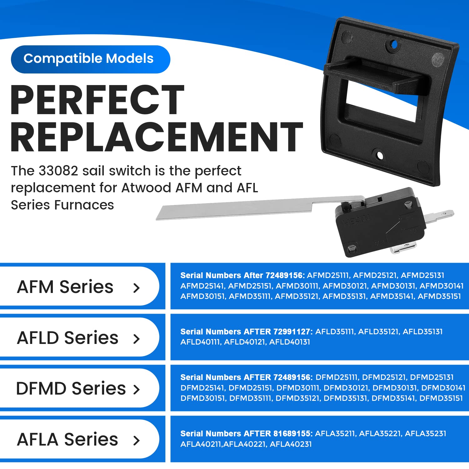 2 Pack 33082 For Dometic Sail Switch With Bracket, Fit for Dometic Atwood RV Furnace Sail Switch, SVC Df Sail Sw W/Brkt M/L Kit