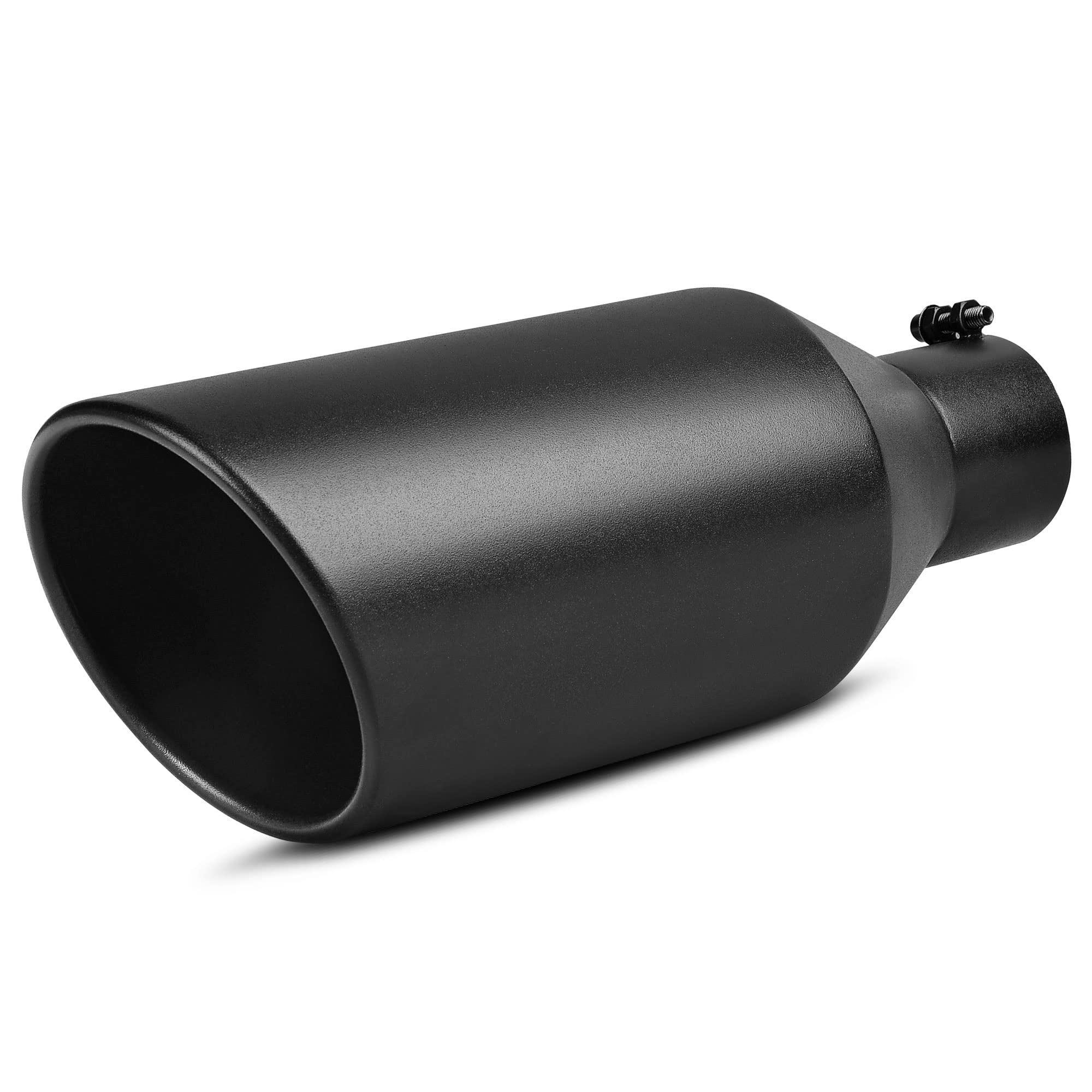 Autosaver88 3 Inch Inlet Exhaust Tip, 3'' Inlet 6'' Outlet 15'' Long Stainless Steel Exhaust Tips, Black Powder Coated Finish Ta