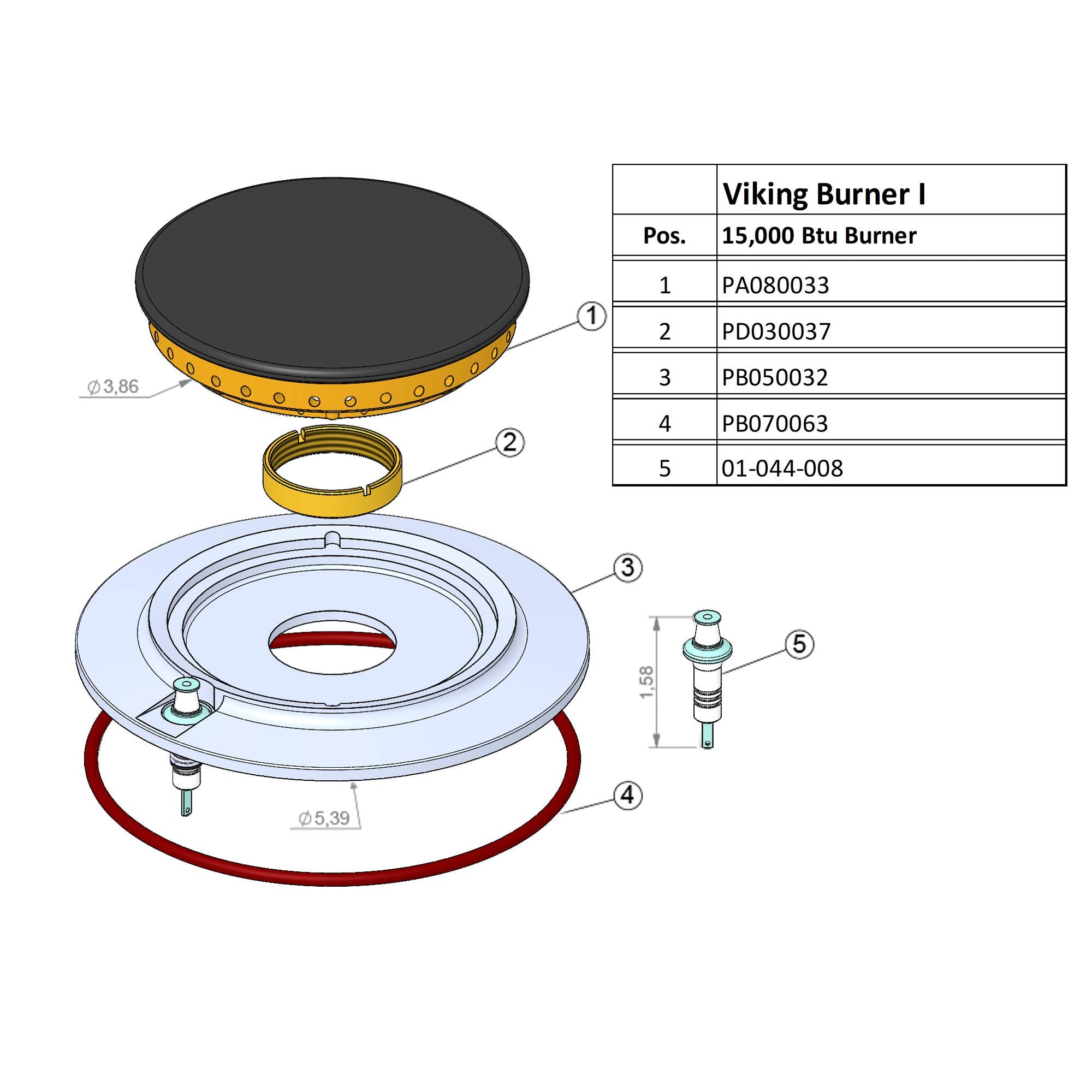 Genuine Viking Pd030037 Retainer Ring Sub Pg20001