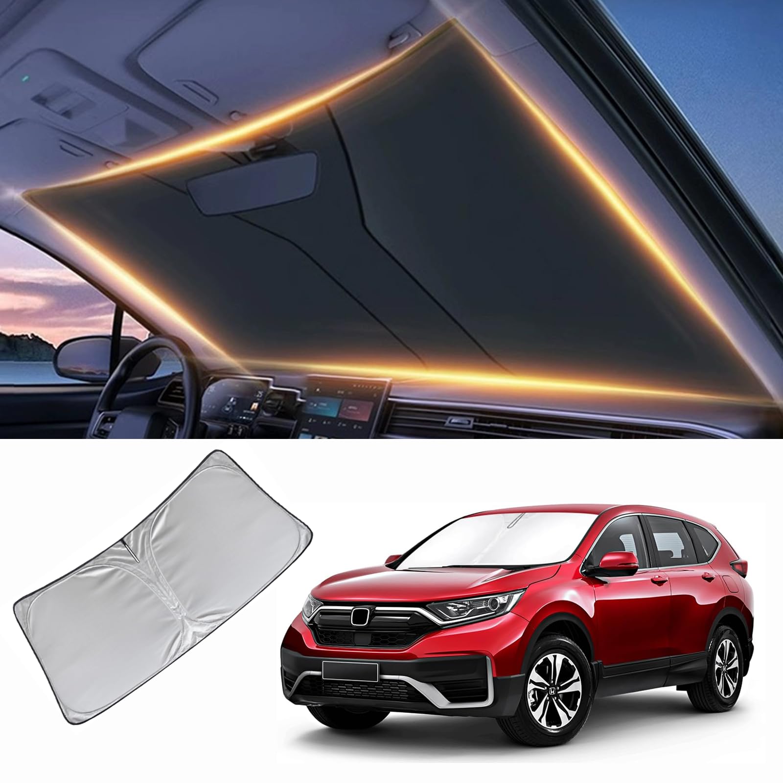Windshield Sun Shade for Honda CRV CR-V Front Window Shades Cover for 2010-2024 Windshield Sun Visor Protector Car Accessories