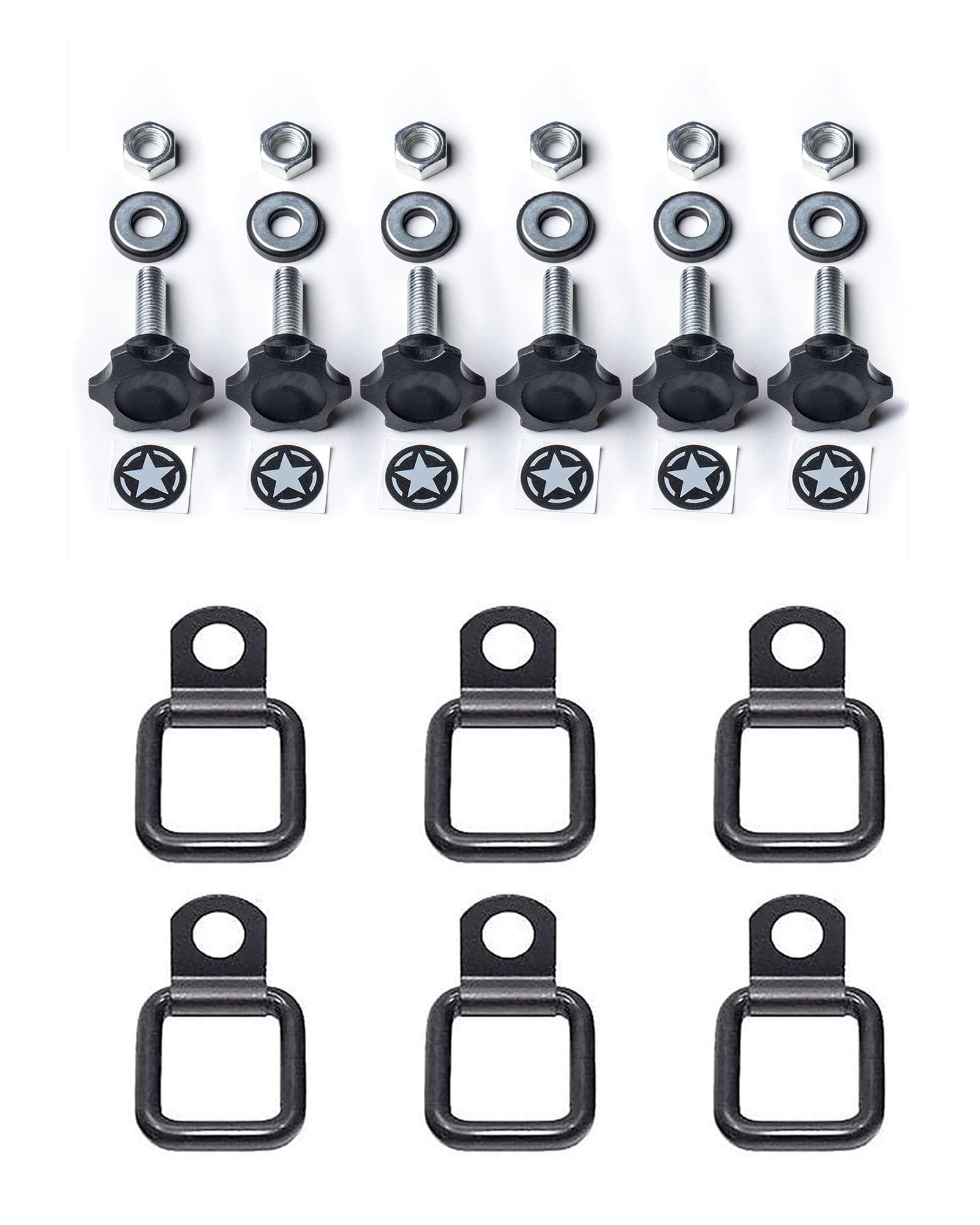 GPCA - GP Star Thumb Screws and D-Rings Set, Easy-to-Install M8 Bolt & Tie Downs, for Quick Cargo Cover Installation, Jeep Wrang