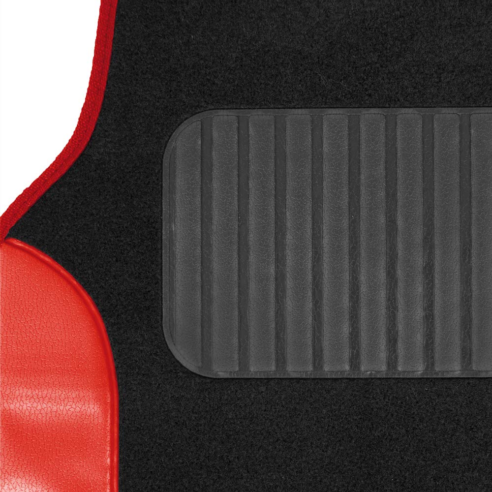 Carxs Forza Series Red Covers Full Set Combo With Car Floor Mats - Front And Rear Bench Seat & Floor Protector , Interior Covers