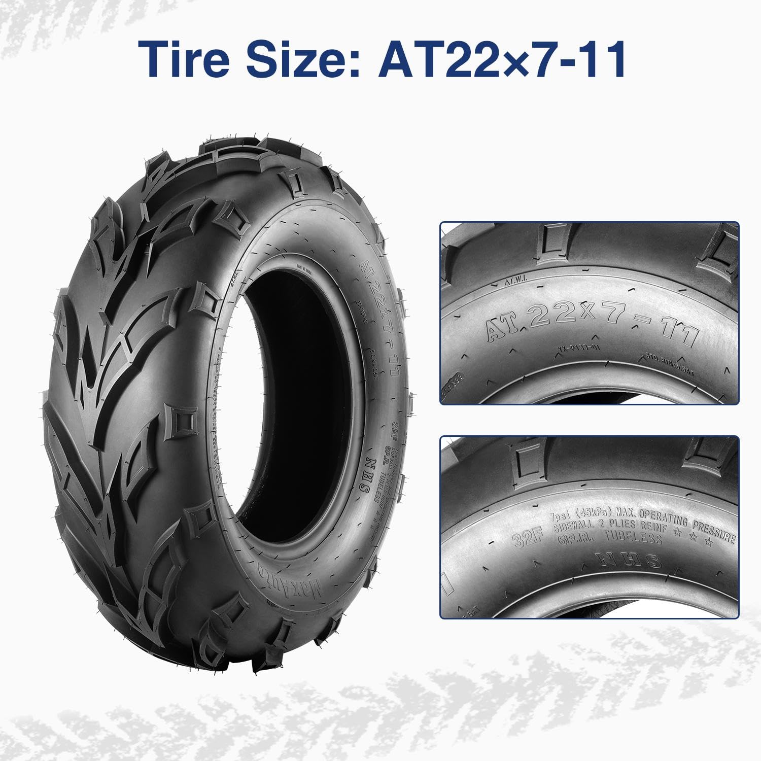 Maxauto 22X7-11 Sport Atv Tires 22X7X11 Quad Tires Compatible With Honda Recon 250 Suzuki Ozark 250,6 Pr Tubeless All Terrain Ut