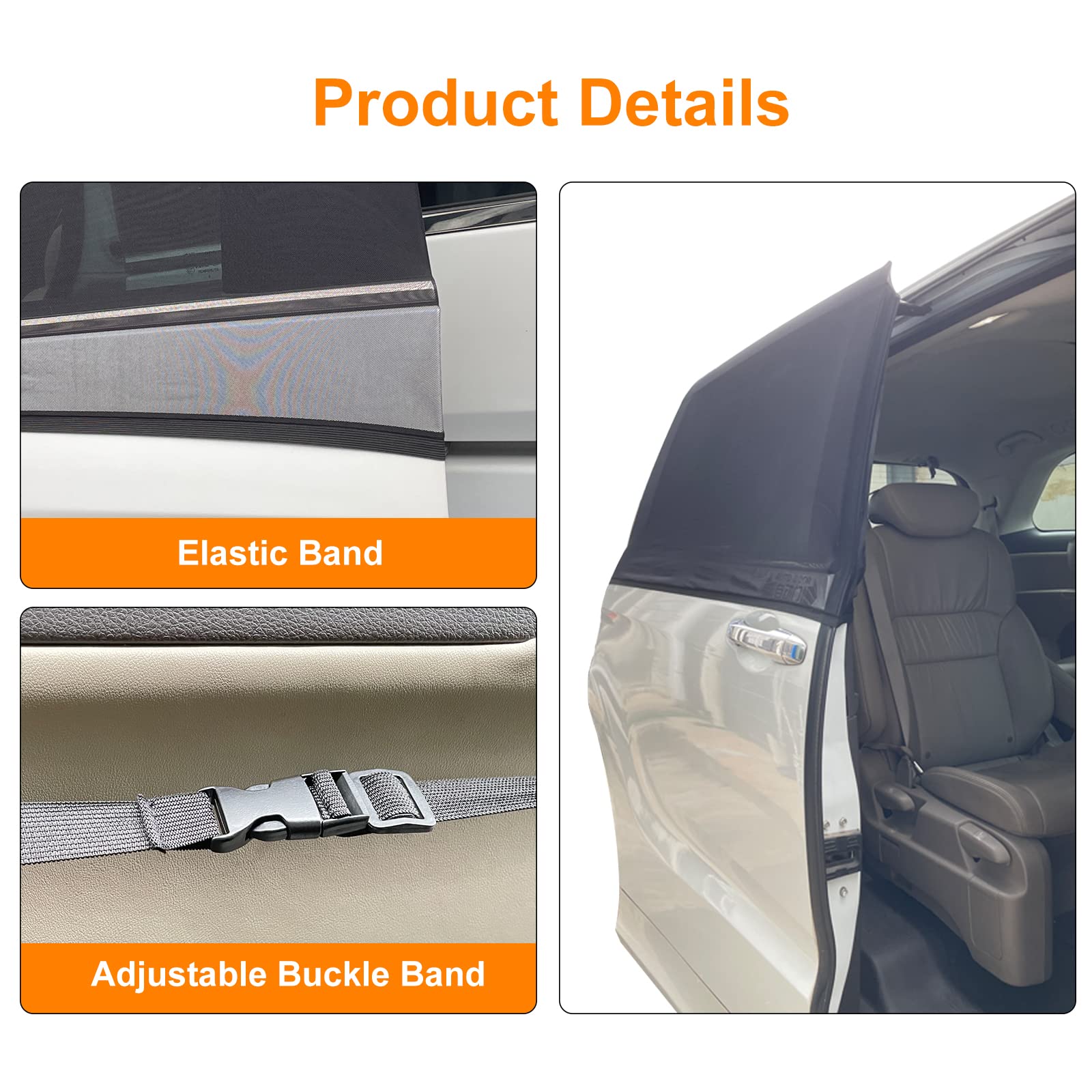 2 Packs Mesh Car Window Screen For Mpv Sliding Door,Single Layer Sunshade For Large Square Car Truck Windows