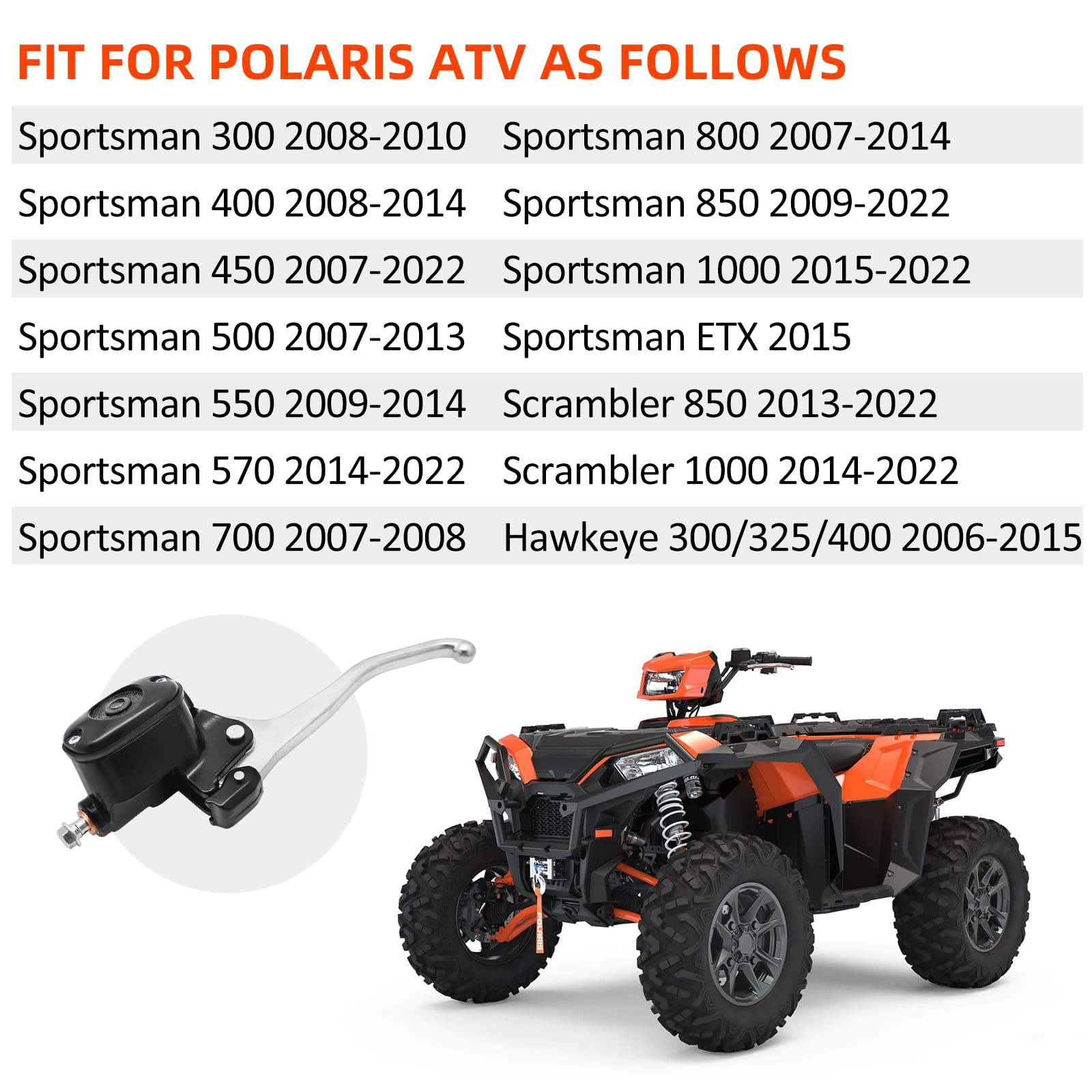 Front Brake Master Cylinder for Polaris Sportsman 300 400 450 500 550 570 700 800 850 1000 Scrambler 850 1000 Hawkeye ETX,OEM# 2