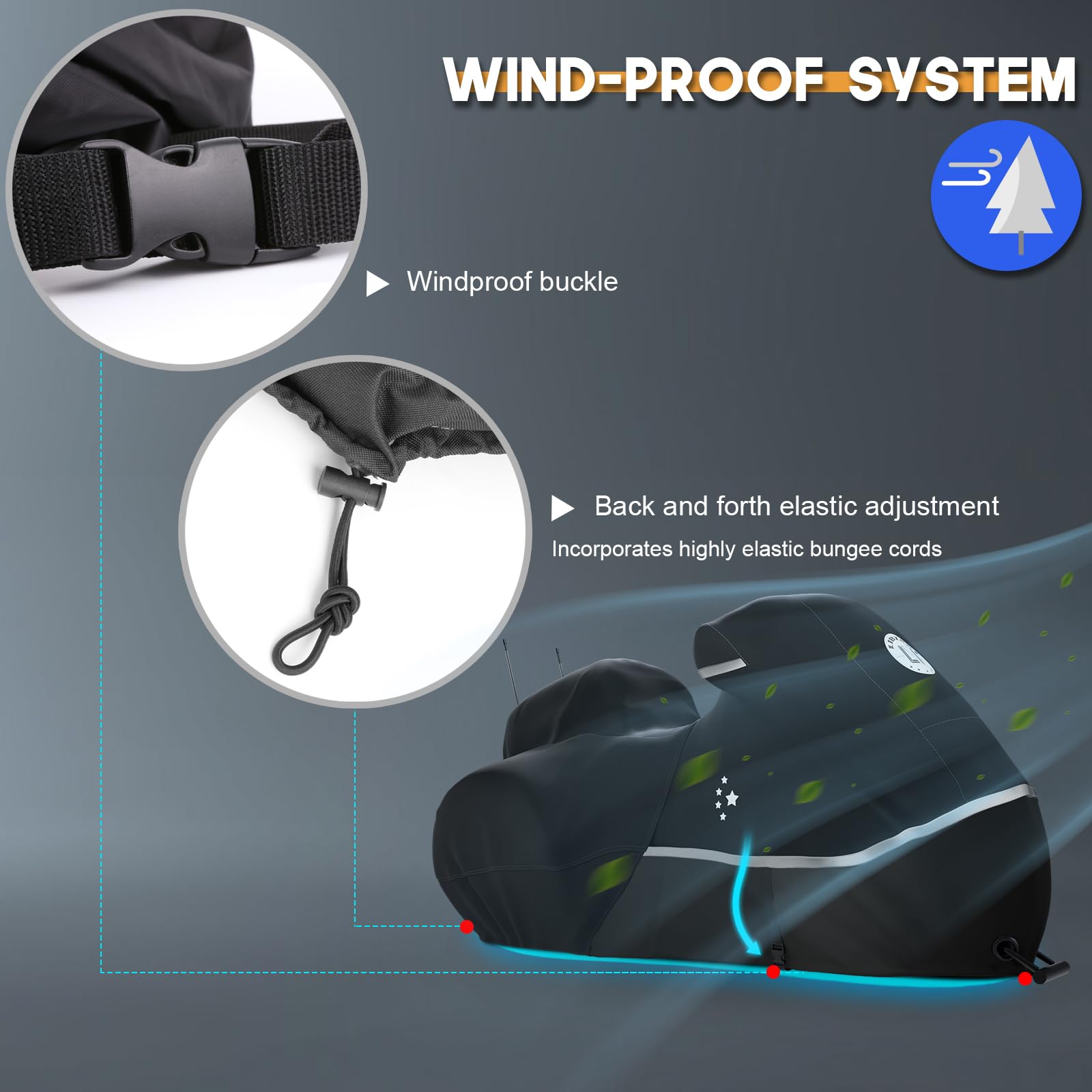 Li Libzaki Trike Cover, Heavy Duty 420D Waterproof For Harley Davidson, Goldwing, Chieftain, Challenger, Elite Storage, Black